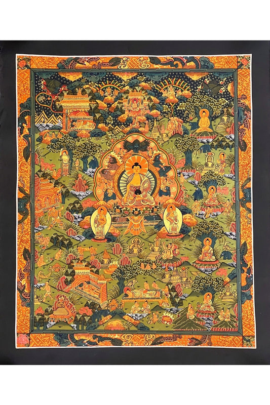 Buddha Life Bhavachakra Mandala Tibetan Thangka Painting/ Original Hand - painted Buddhist Meditation Art/ Wall Hanging - Tibetan Thangka Art
