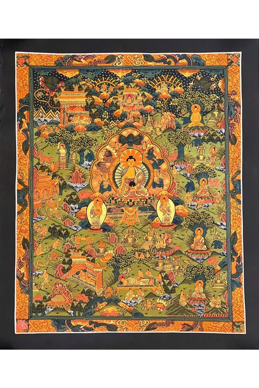 Buddha Life Bhavachakra Mandala Tibetan Thangka Painting/ Original Hand - painted Buddhist Meditation Art/ Wall Hanging - Tibetan Thangka Art