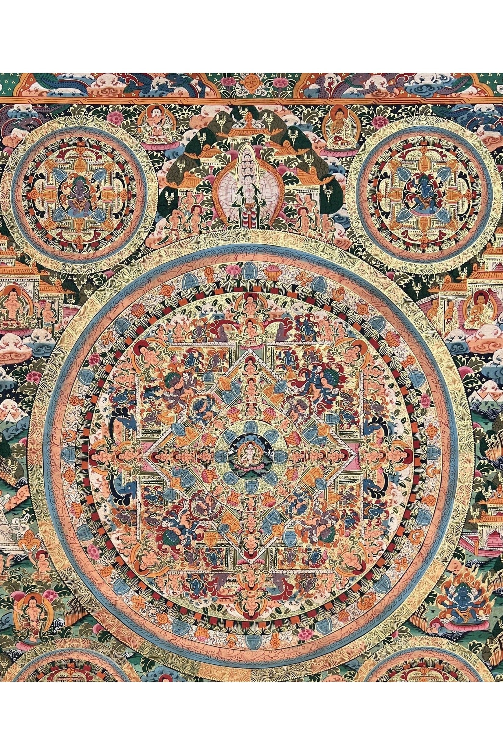 Buddha Life/ Wheel of Life/ Bhavachakra Mandala Large Masterpiece 24 K Gold Thangka Painting Original Art - Tibetan Thangka Art