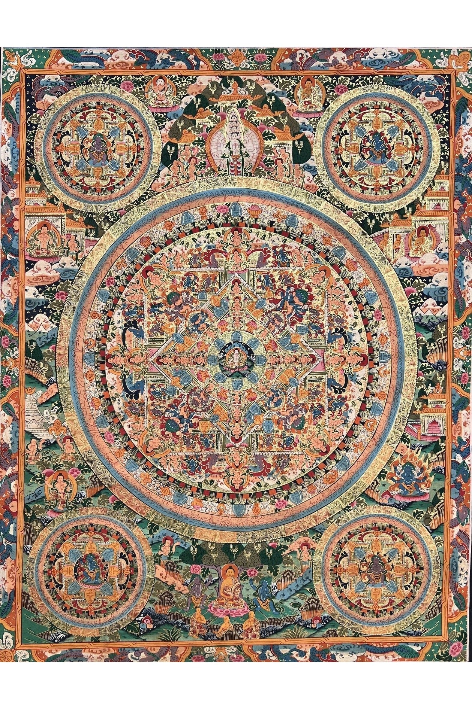 Buddha Life/ Wheel of Life/ Bhavachakra Mandala Large Masterpiece 24 K Gold Thangka Painting Original Art - Tibetan Thangka Art