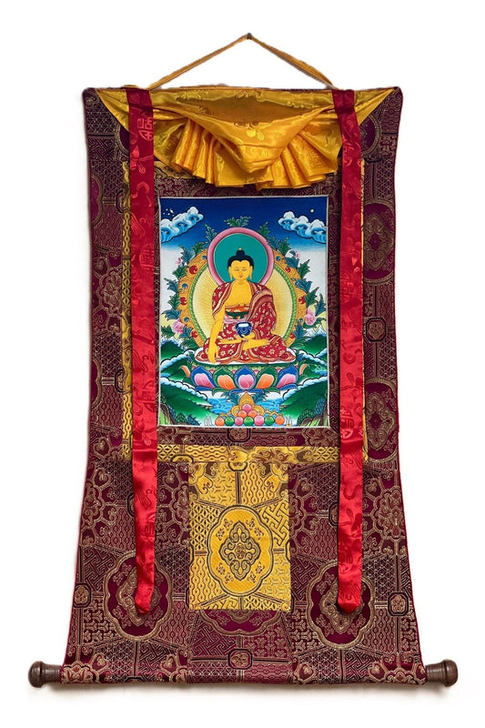 Buddha Shakyamuni / Siddhartha Gautama High - quality Tibetan Thangka Painting Original Buddhist Art framed with high - quality Silk - Tibetan Thangka Art