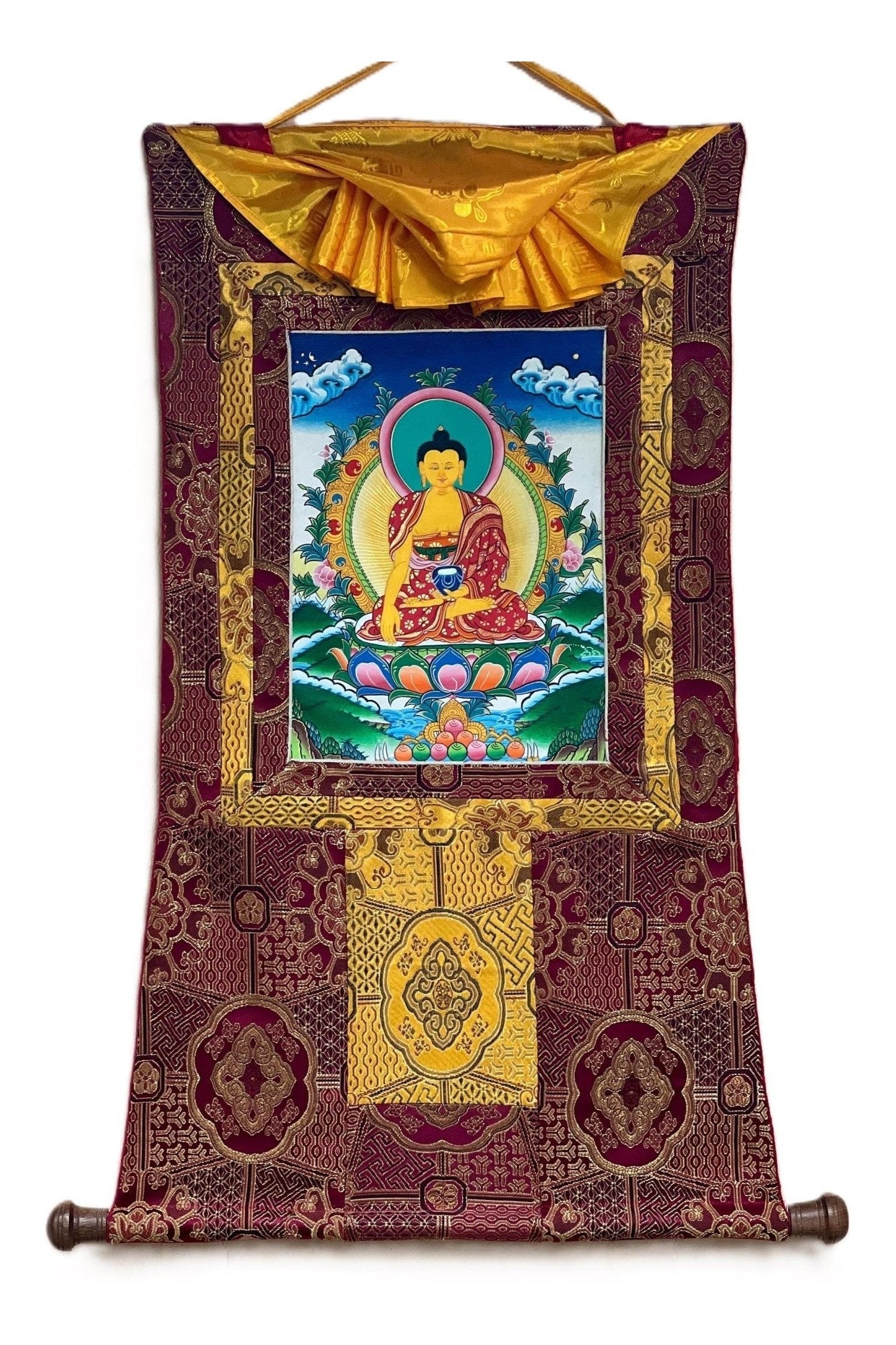 Buddha Shakyamuni / Siddhartha Gautama High - quality Tibetan Thangka Painting Original Buddhist Art framed with high - quality Silk - Tibetan Thangka Art