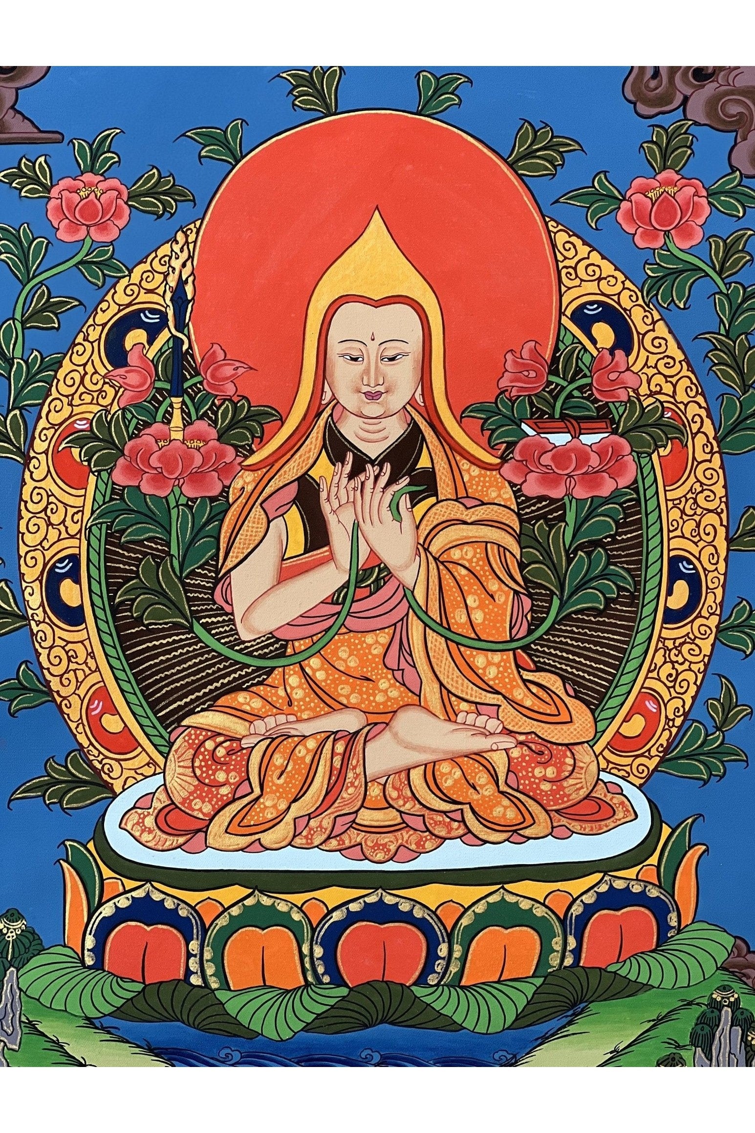 Chongapa/ Je Tsongkhapa Tibetan Master High Quality Tibetan Thangka Painting Original Buddhist Art - Tibetan Thangka Art