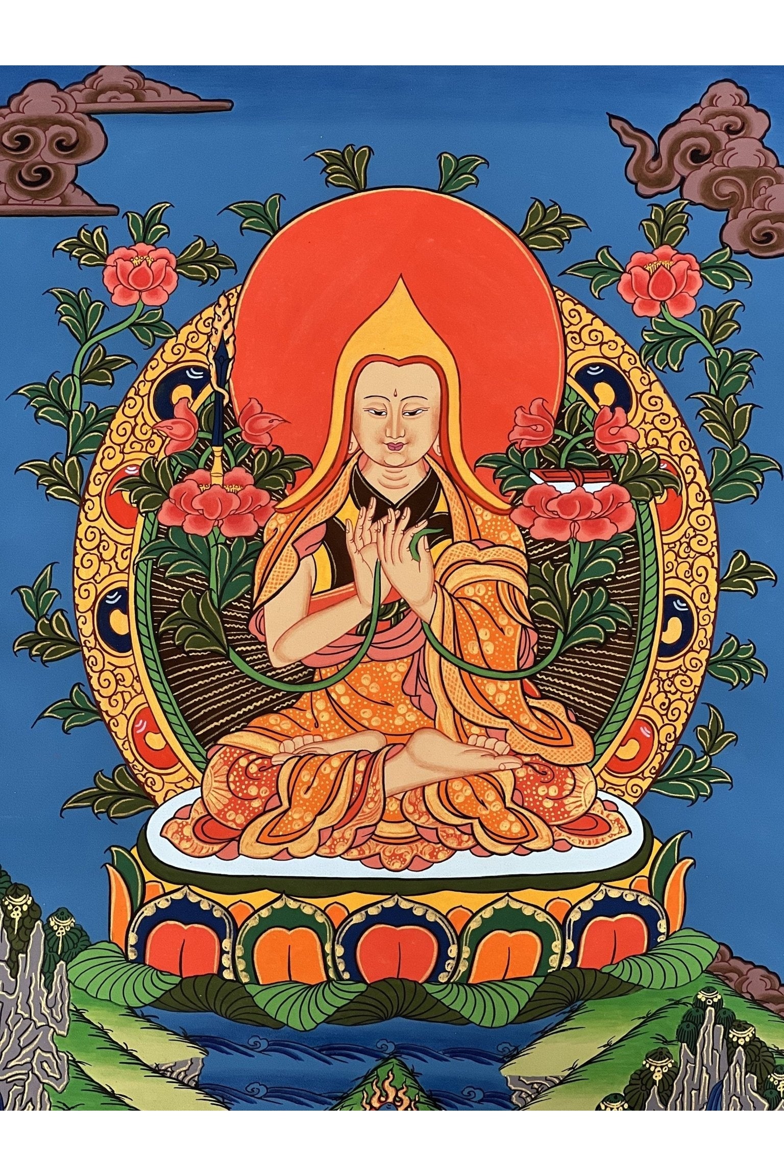 Chongapa/ Je Tsongkhapa Tibetan Master High Quality Tibetan Thangka Painting Original Buddhist Art - Tibetan Thangka Art