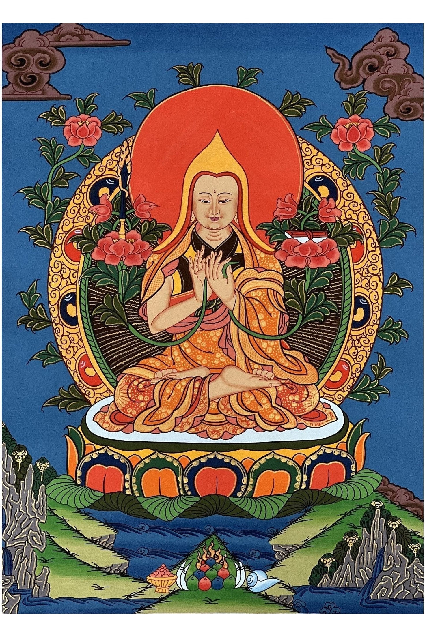 Chongapa/ Je Tsongkhapa Tibetan Master High Quality Tibetan Thangka Painting Original Buddhist Art - Tibetan Thangka Art