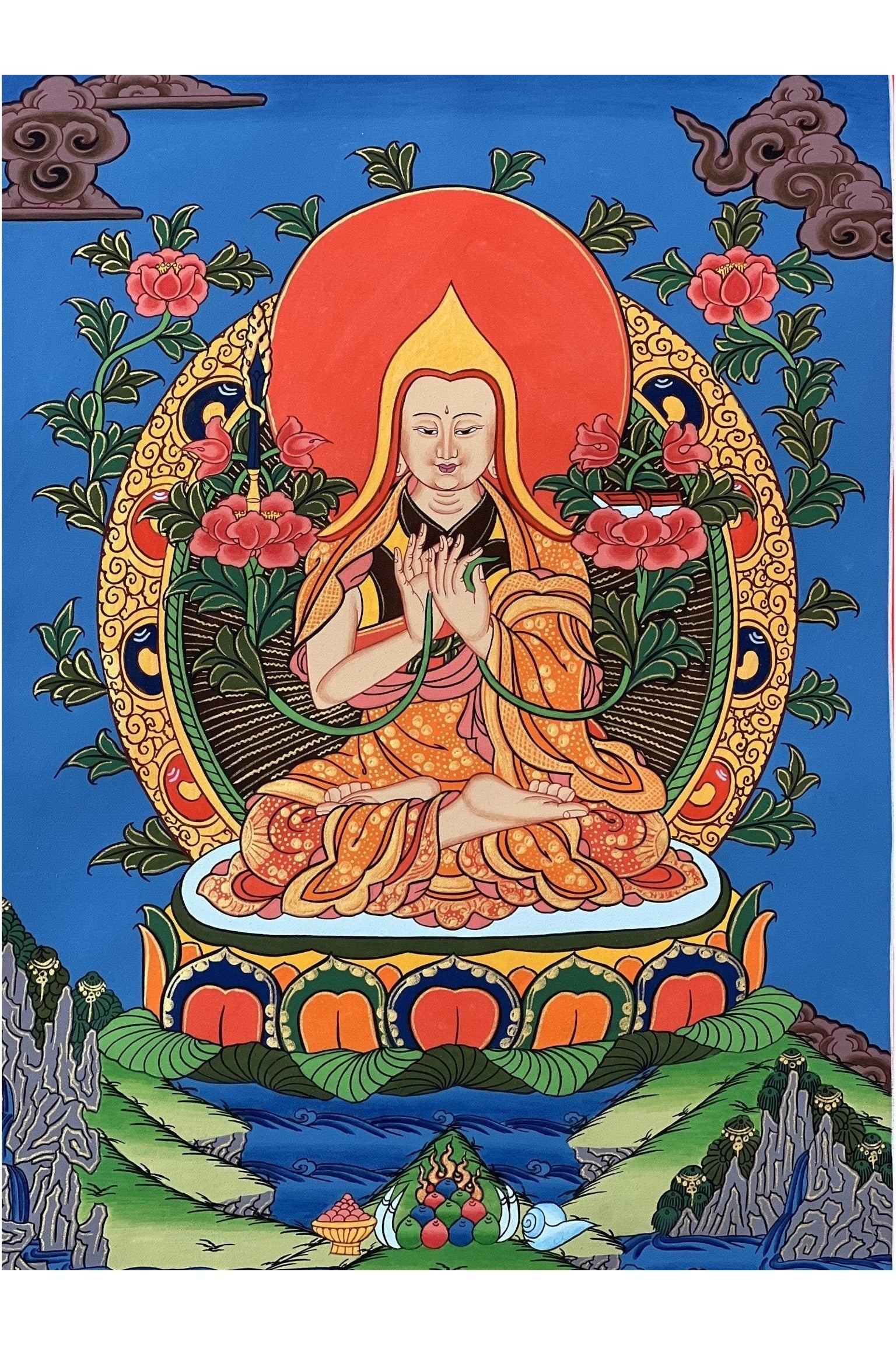 Chongapa/ Je Tsongkhapa Tibetan Master High Quality Tibetan Thangka Painting Original Buddhist Art - Tibetan Thangka Art