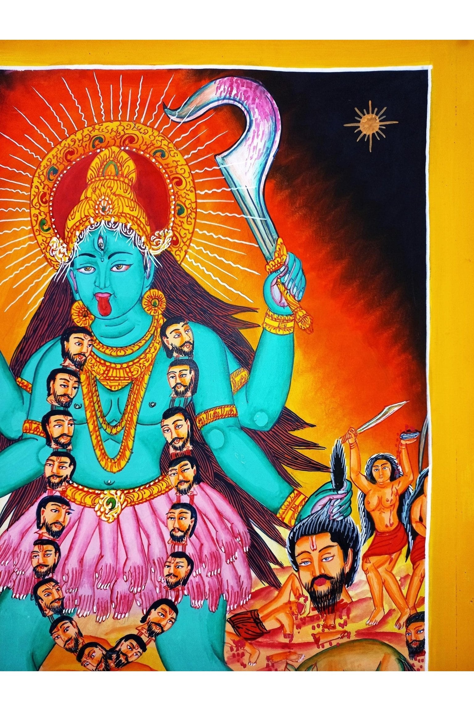 Devi Kali/ Mahakali Divine Universal Power - Original Masterpiece Newari Paubha/Pauva Thangka Painting/ Exquisite Hindu Art - Tibetan Thangka Art