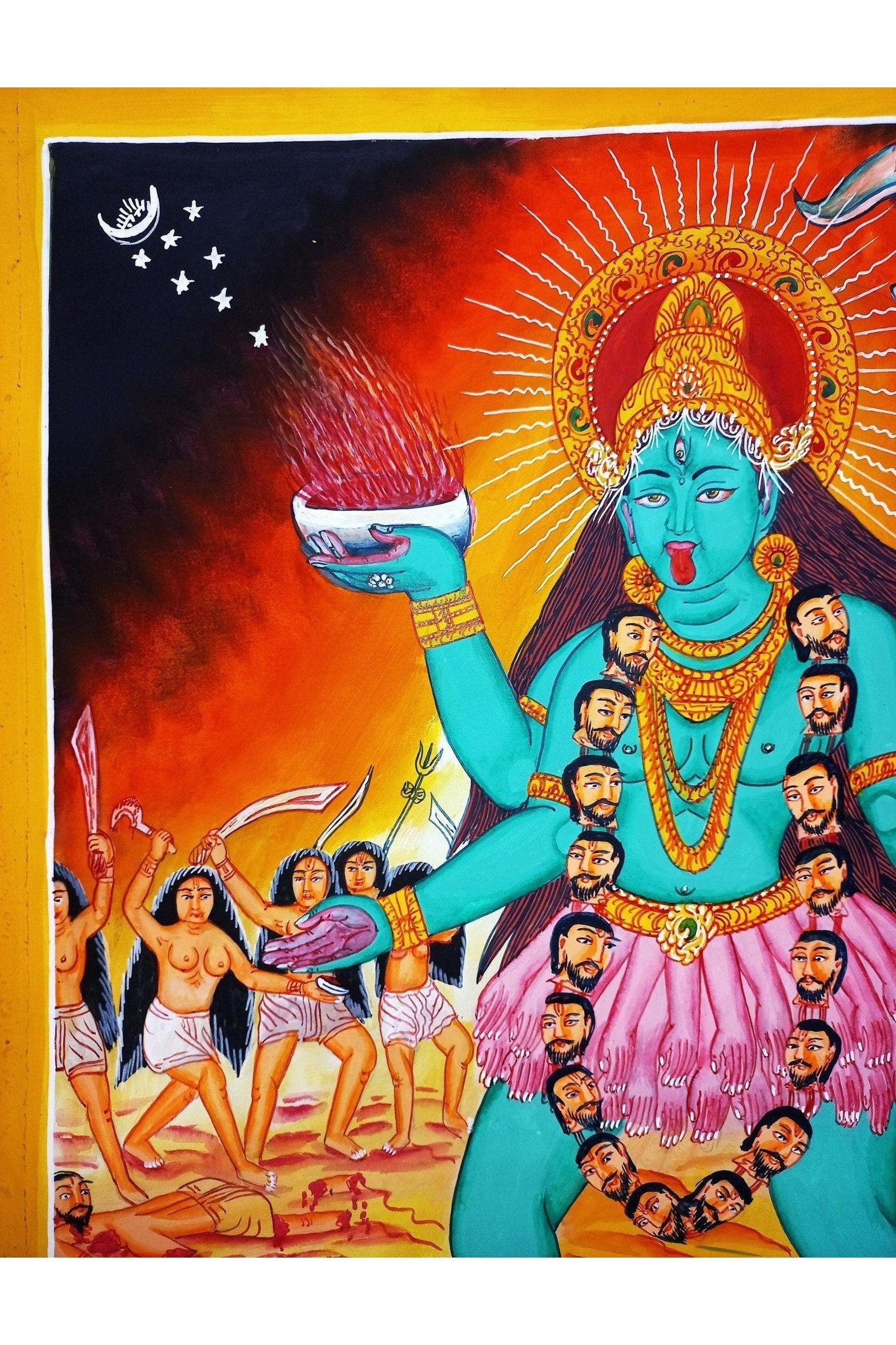 Devi Kali/ Mahakali Divine Universal Power - Original Masterpiece Newari Paubha/Pauva Thangka Painting/ Exquisite Hindu Art - Tibetan Thangka Art