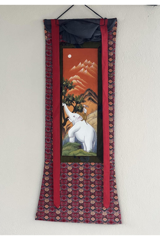 Four Harmonious Friend Traditional Newari Paubha Thangka Painting, Original Art for Peace Harmony and Goodwill with Cotton Frame - Tibetan Thangka Art