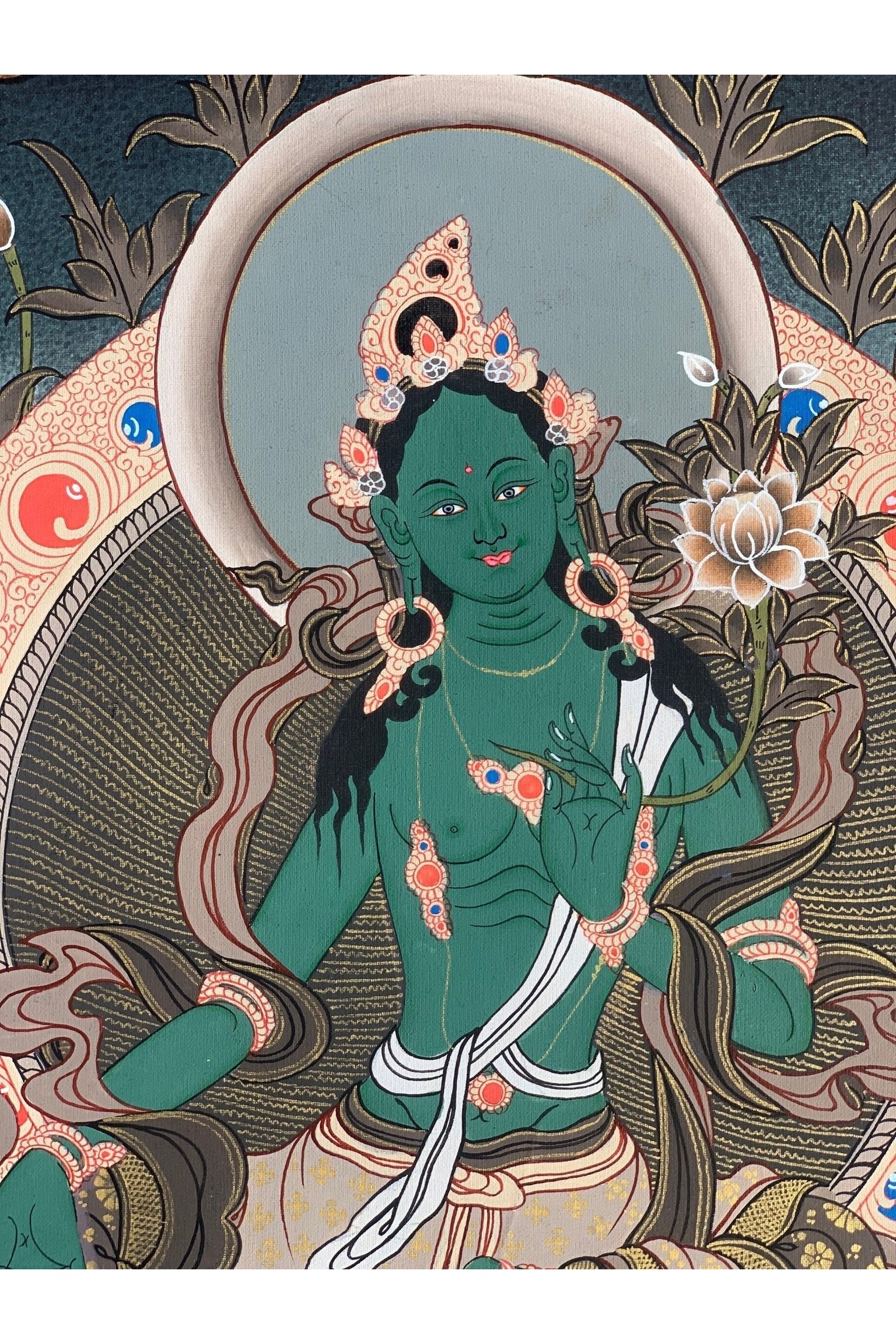Green Tara, Shyamatara, Mother Goddess, Master Quality Thangka Painting, Original Hand Painting Meditation Art 16 x 22 Inch - Tibetan Thangka Art