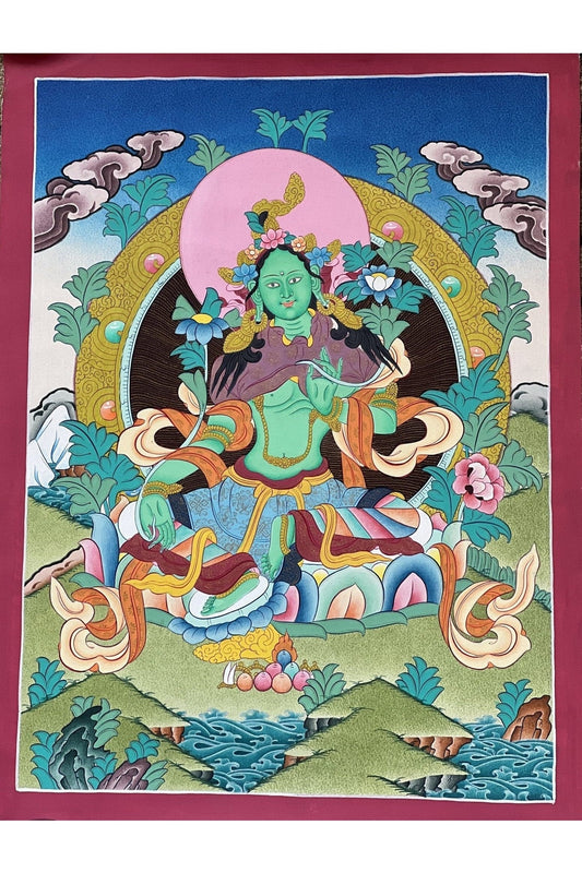 Green Tara/ Shyamatara/ Mother Goddess Original Hand - painted Master Quality Tibetan Thangka Painting Buddhist Art - Tibetan Thangka Art