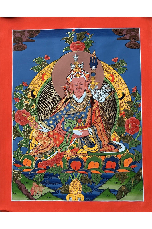 Guru Padmasambhava / Guru Rinpoche Master Quality Original Hand Painted Tibetan Thangka/ Thanka Painting - Tibetan Thangka Art