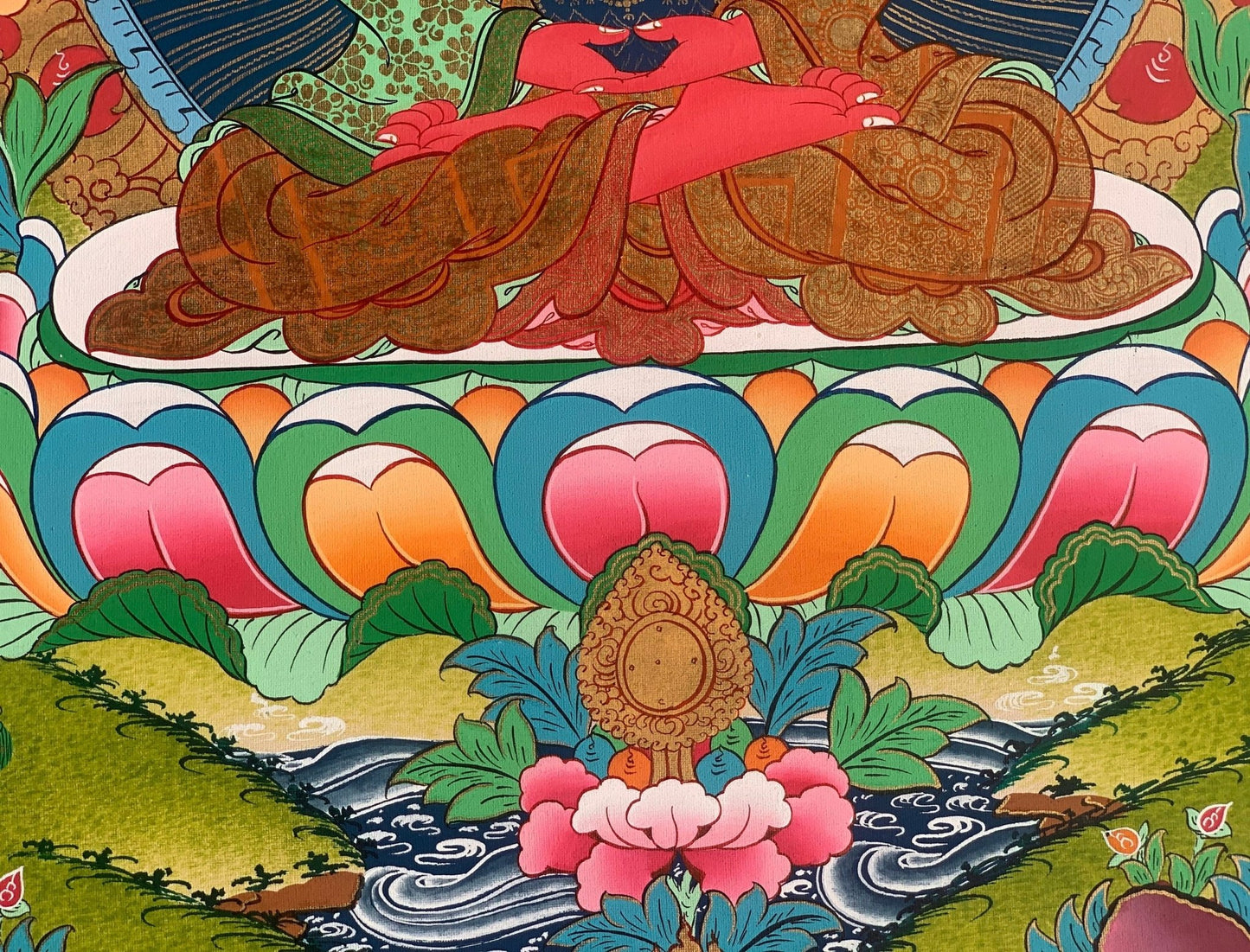 Hand - painted Buddha Amitabha/ Amitayus/ Buddha of Eternal Life Original Tibetan Thangka, Painting - Tibetan Thangka Art