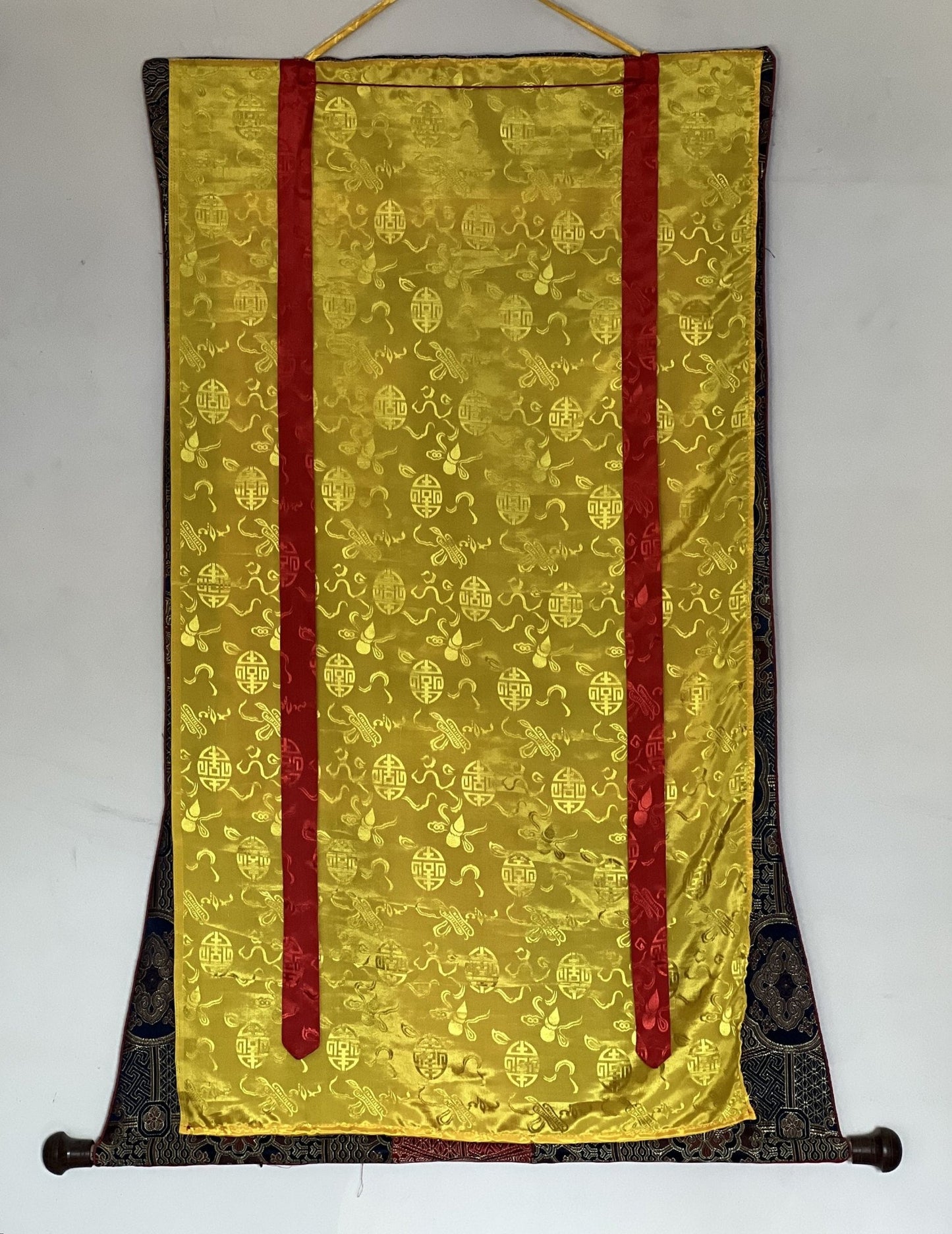 Hand - painted Original Manjushree/ Manjushri/ JAMPELYANG/ God OF Wisdom Tibetan Thanka / Thangka Painting with Premium Quality Silk Brocade - Tibetan Thangka Art