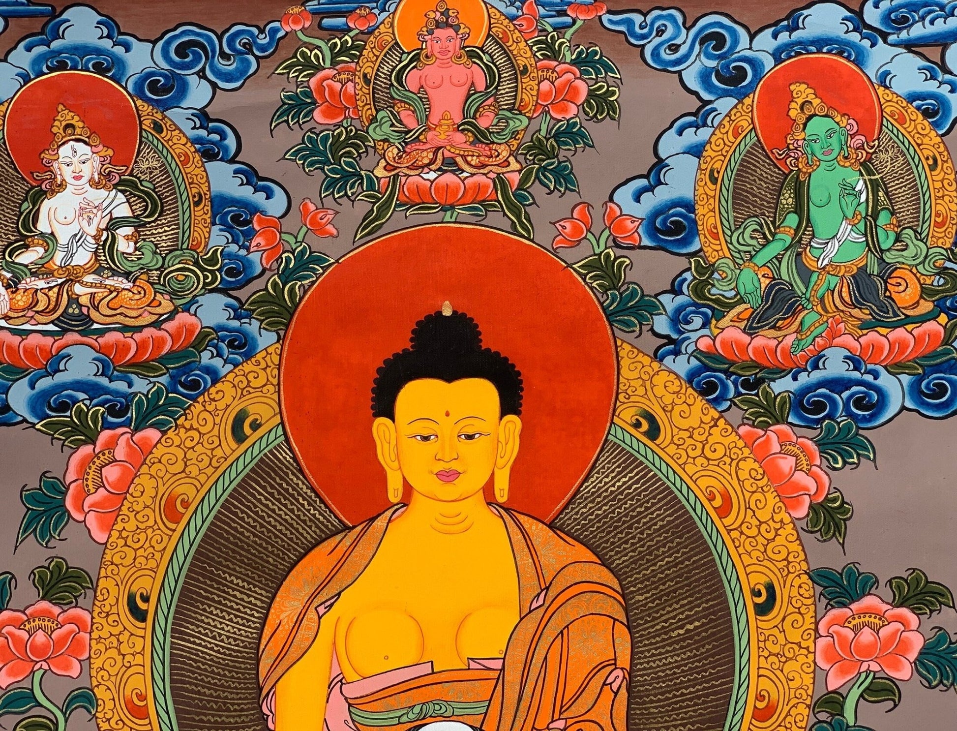 Hand - painted, Shakyamuni, Gautama Buddha, Tibetan Thangka Painting 15 x 20 - inch - Tibetan Thangka Art