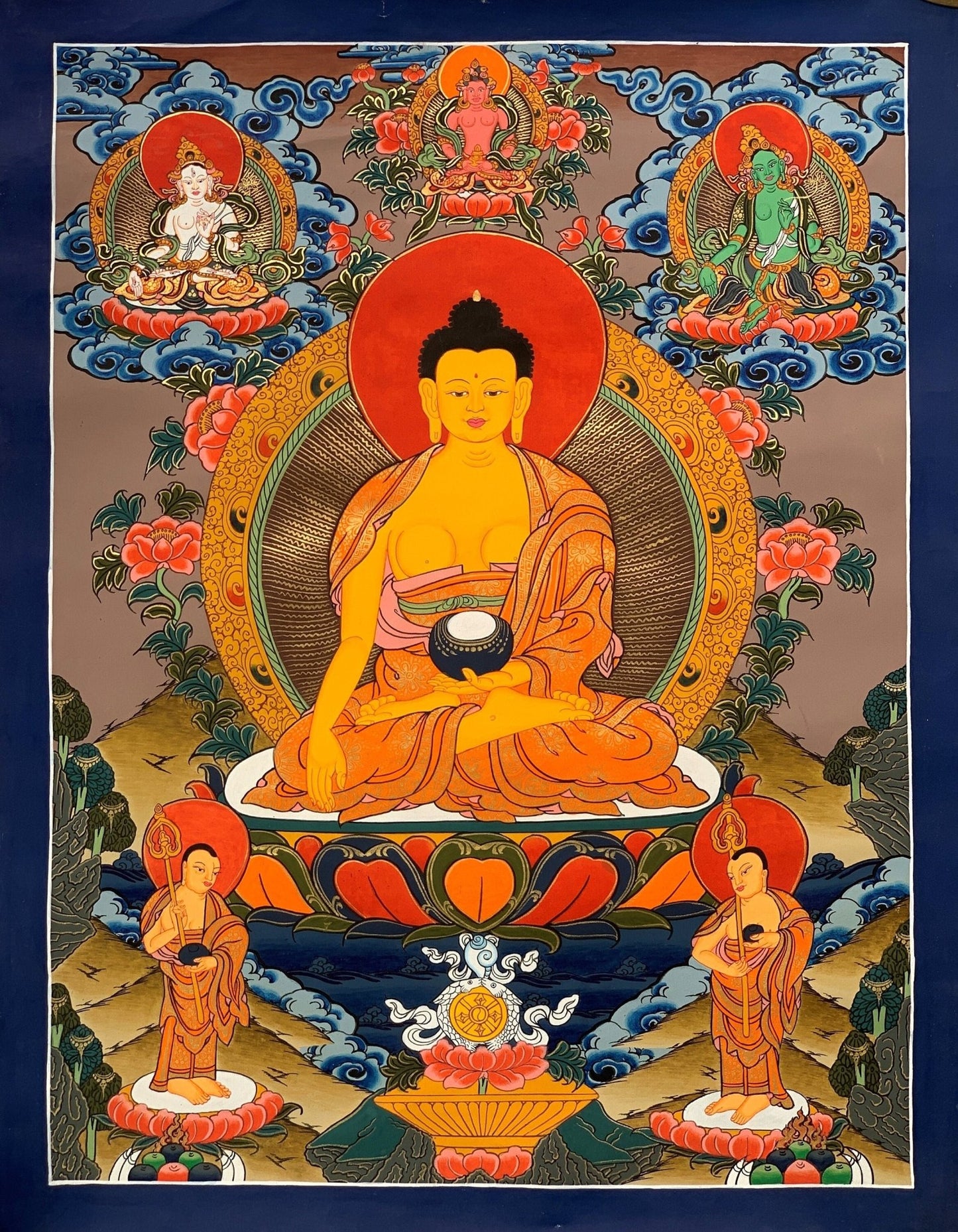 Hand - painted, Shakyamuni, Gautama Buddha, Tibetan Thangka Painting 15 x 20 - inch - Tibetan Thangka Art
