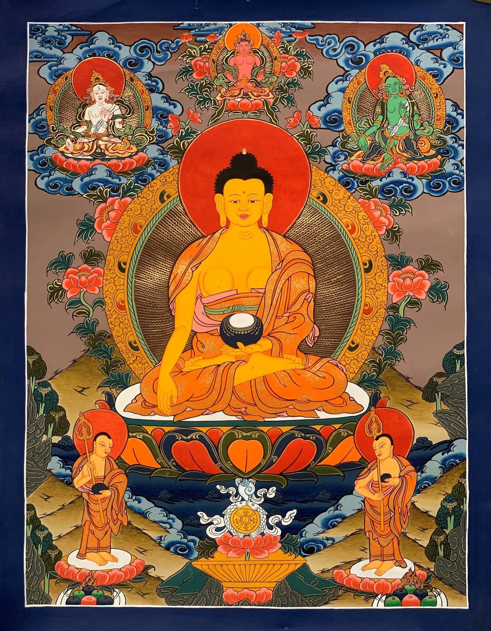 Hand - painted, Shakyamuni, Gautama Buddha, Tibetan Thangka Painting 15 x 20 - inch - Tibetan Thangka Art