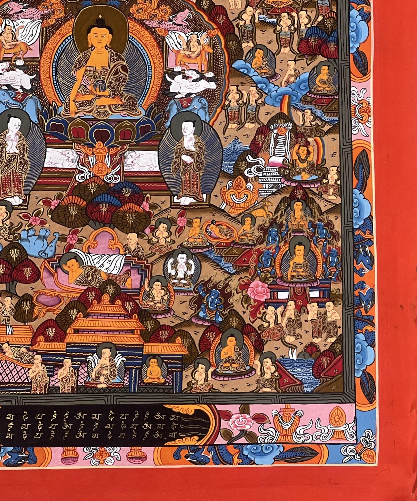 Hand - Painted Tibetan Buddha Life Mandala Thangka - Art for Meditation - Unique Fine Masterpiece from Nepal - Compassionate Home Decor - Tibetan Thangka Art