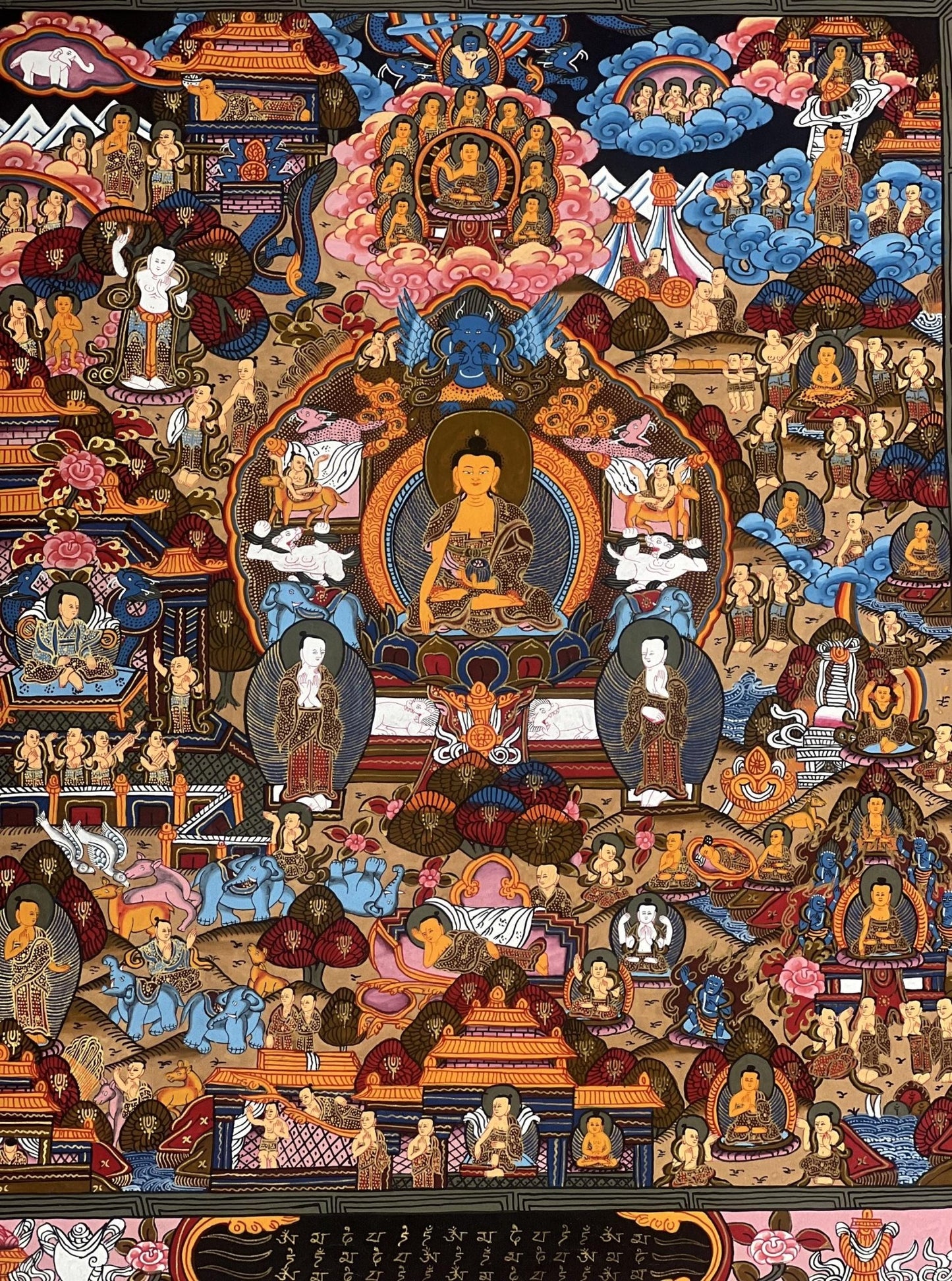 Hand - Painted Tibetan Buddha Life Mandala Thangka - Art for Meditation - Unique Fine Masterpiece from Nepal - Compassionate Home Decor - Tibetan Thangka Art
