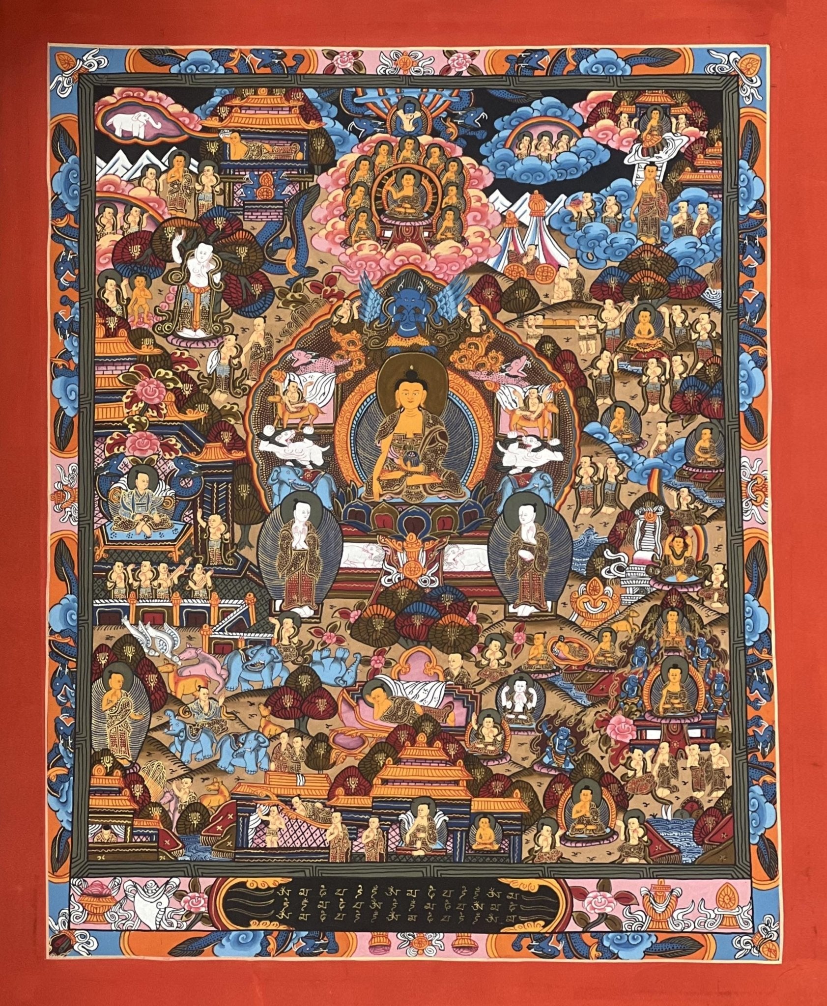 Hand - Painted Tibetan Buddha Life Mandala Thangka - Art for Meditation - Unique Fine Masterpiece from Nepal - Compassionate Home Decor - Tibetan Thangka Art