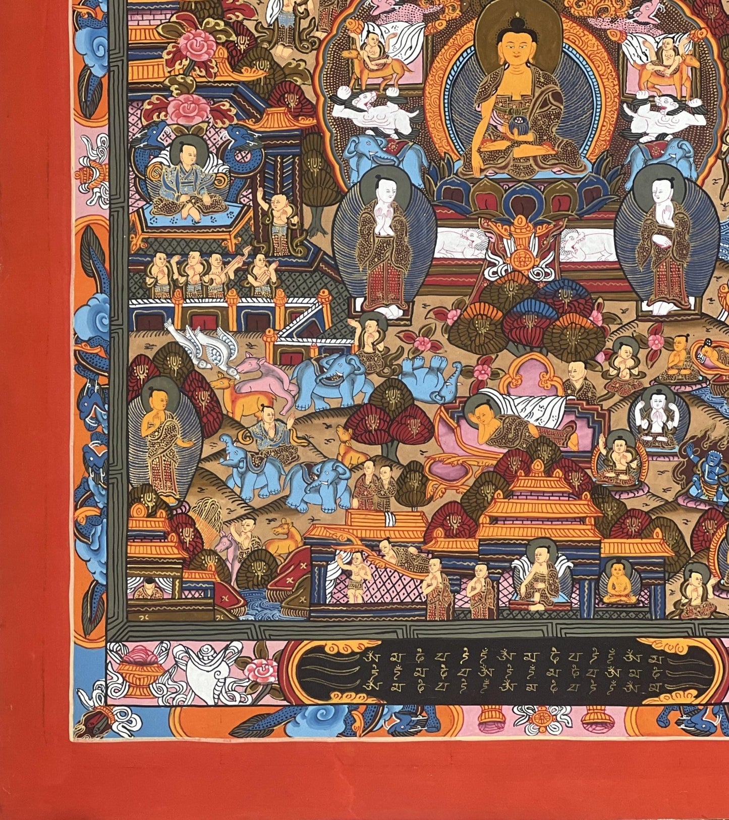 Hand - Painted Tibetan Buddha Life Mandala Thangka - Art for Meditation - Unique Fine Masterpiece from Nepal - Compassionate Home Decor - Tibetan Thangka Art