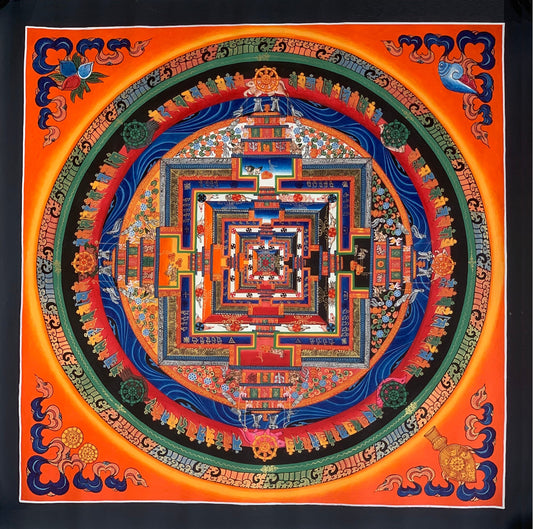 Hand-Painted Kalachakra Mandala Thangka: Wheel of Time, Tibetan Art