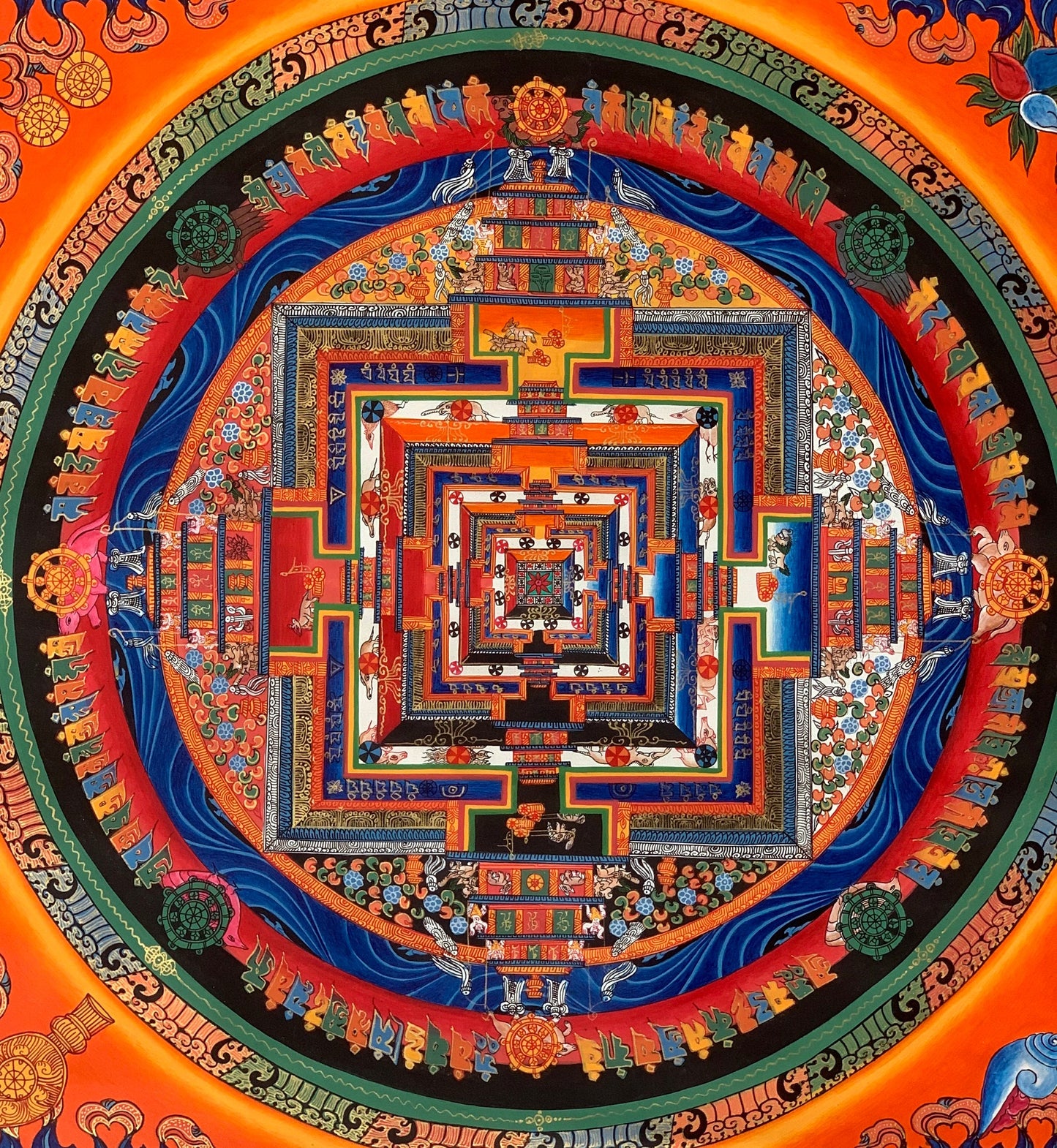 Hand-Painted Kalachakra Mandala Thangka: Wheel of Time, Tibetan Art