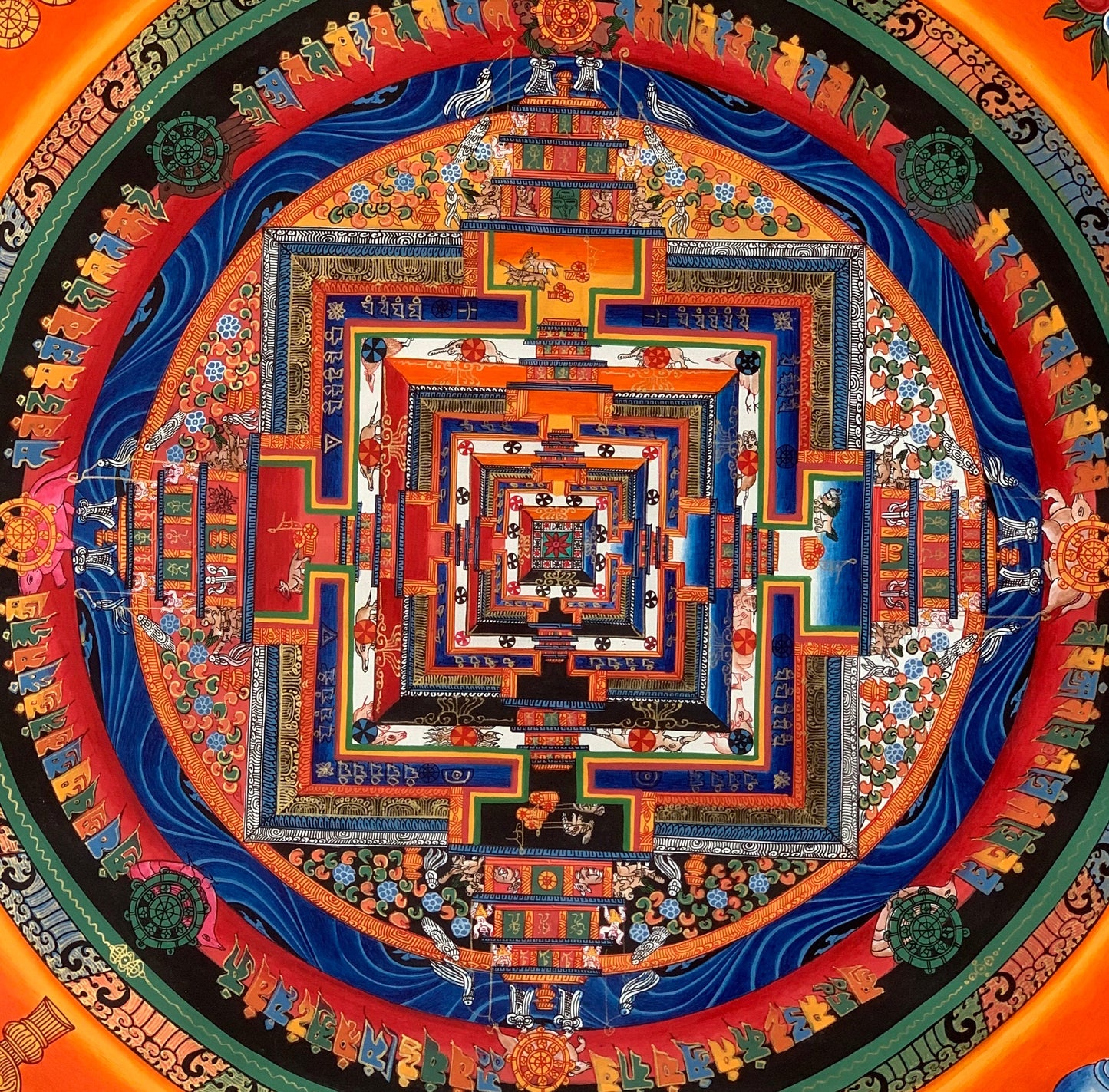 Hand-Painted Kalachakra Mandala Thangka: Wheel of Time, Tibetan Art