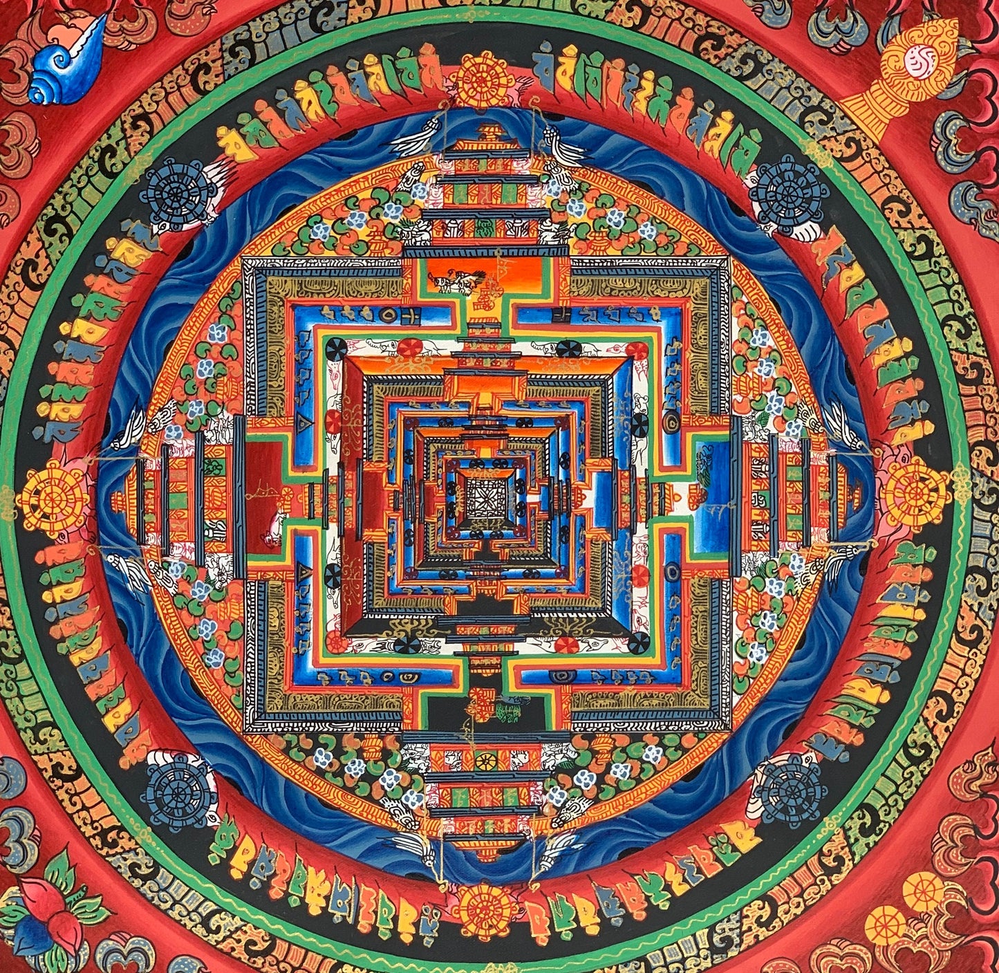 Kalachakra Mandala Tibetan Thangka Hand Painted Wheel of Time Art