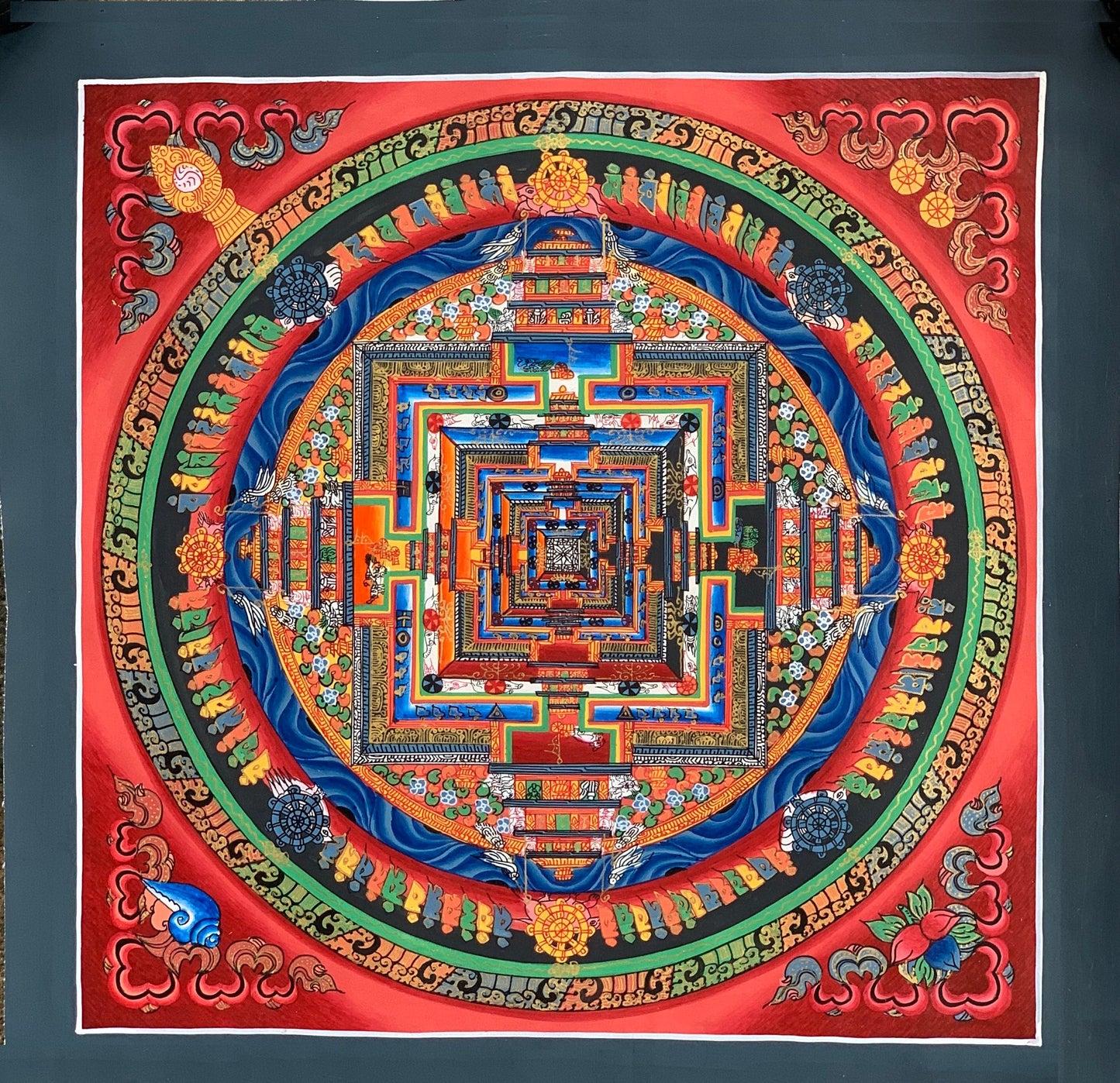 Kalachakra Mandala Tibetan Thangka Hand Painted Wheel of Time Art