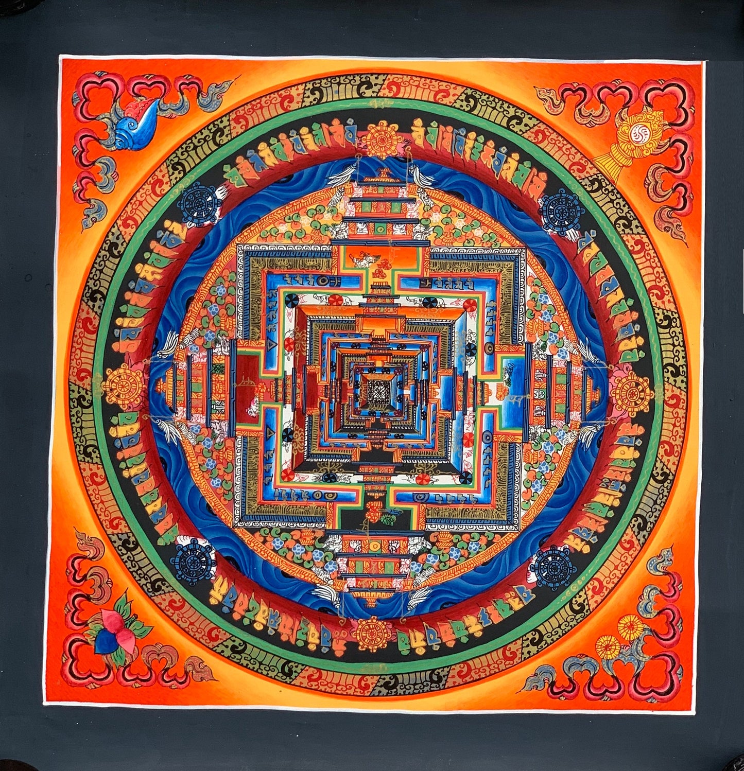 Kalachakra Mandala Tibetan Thangka – Hand-Painted Wheel of Time Sacred Art