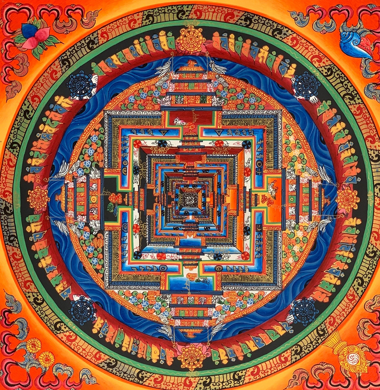 Kalachakra Mandala Tibetan Thangka – Hand-Painted Wheel of Time Sacred Art