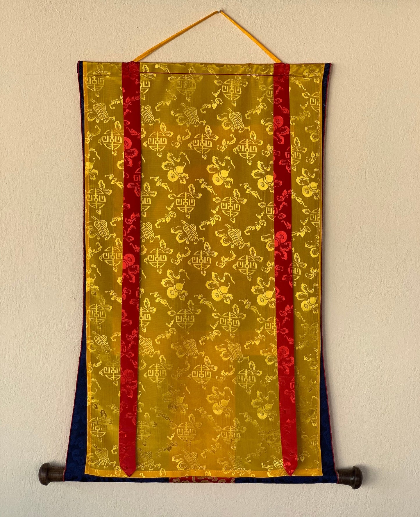 Hand-Painted Samantabhadra Thangka – Silk Framed Tibetan Wall Hanging