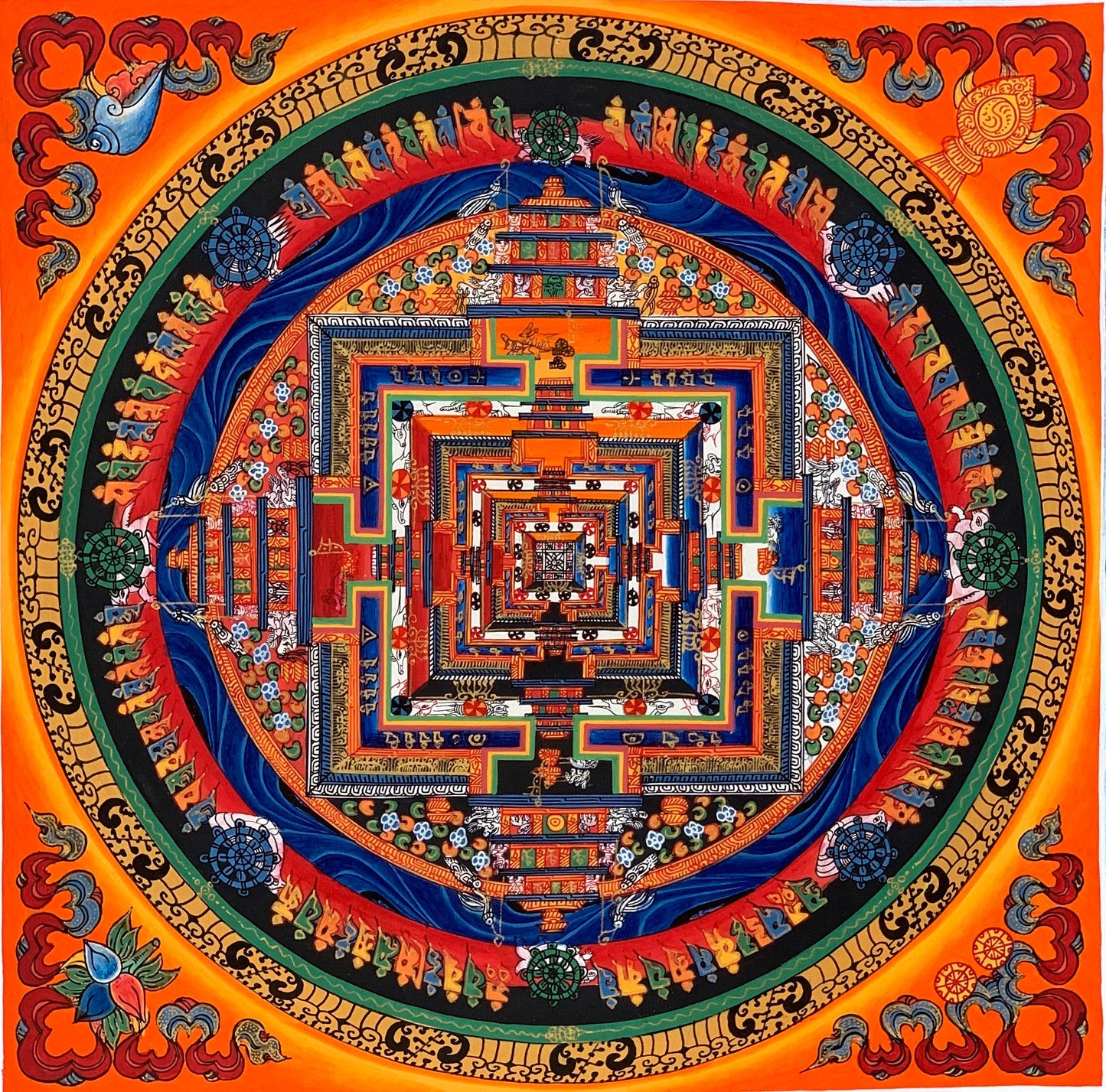 Kalachakra Mandala Tibetan Thangka – Hand-Painted Wheel of Time Sacred Art