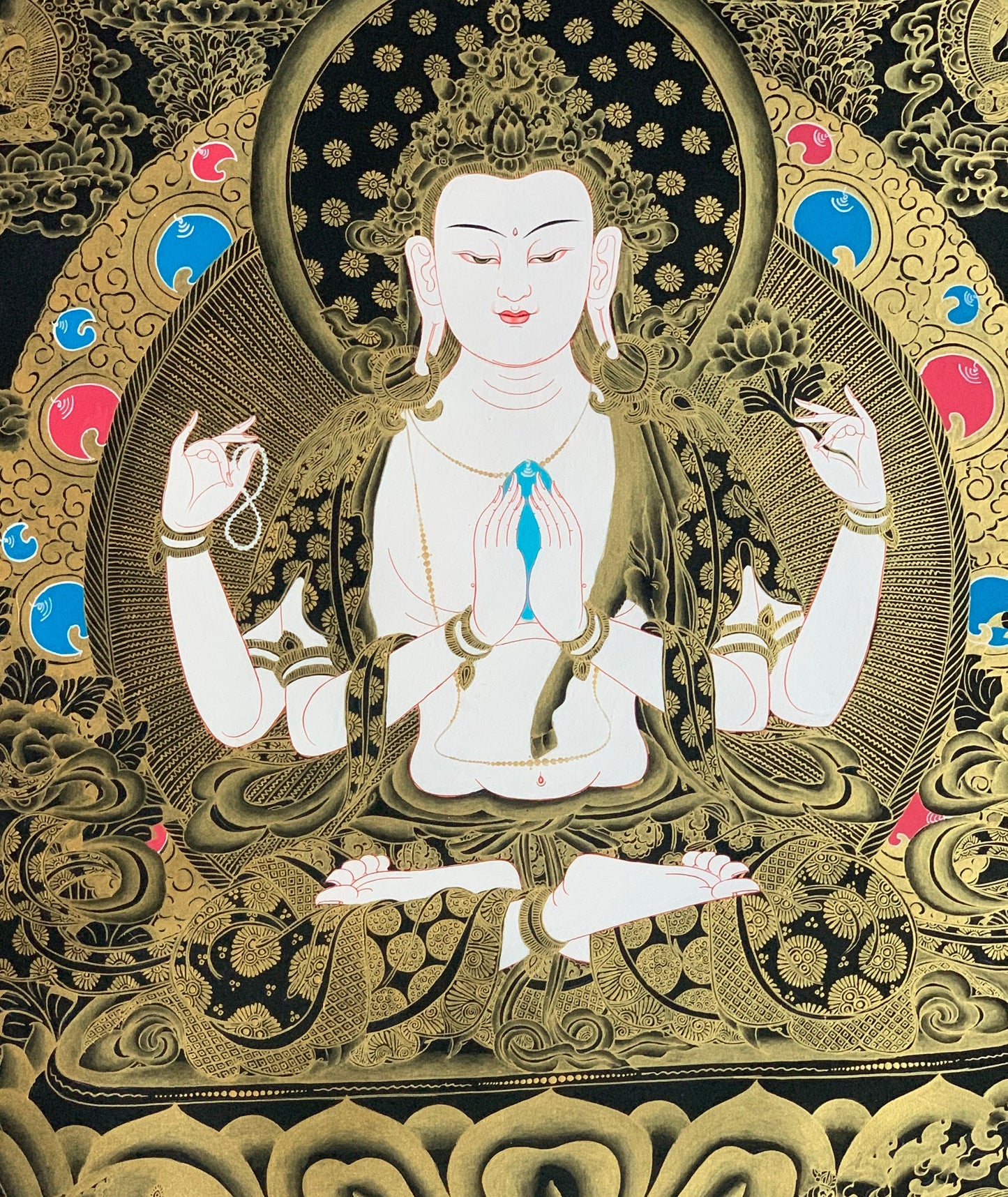 Chenrezig Thangka Painting, Avalokiteshvara, Tibetan Art, Large