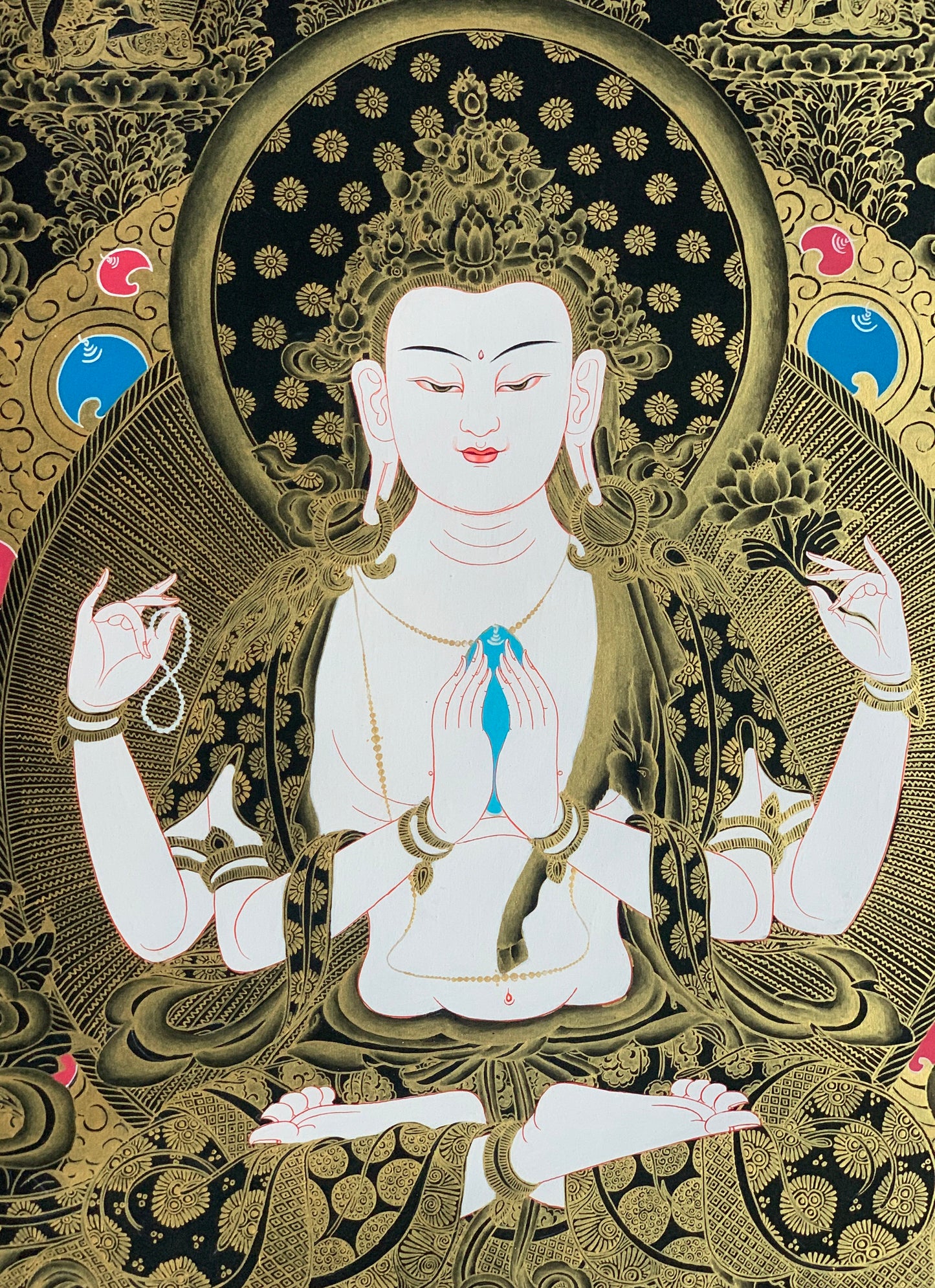 Chenrezig Thangka Painting, Avalokiteshvara, Tibetan Art, Large