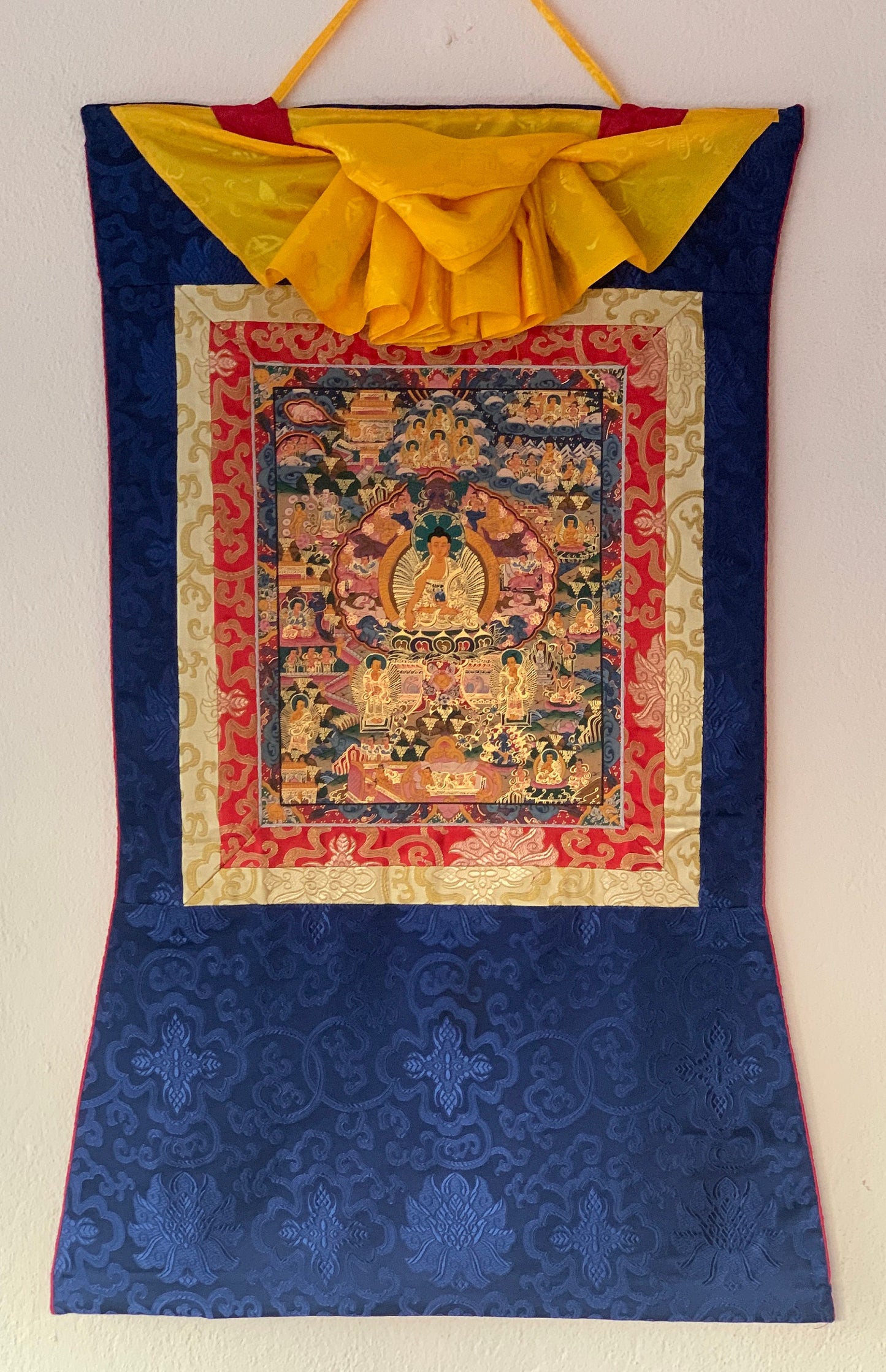 Wheel of Life Thangka Painting | Samsara Bhavachakra Mandala Art, Silk Brocade