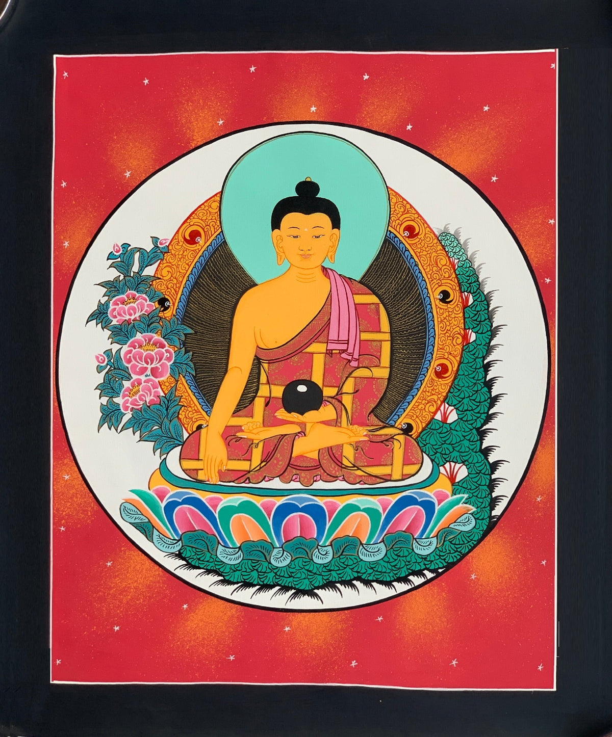 Buddha Shakyamuni, Siddhartha, Gautama, Tibetan Thangka Painting, Original Art