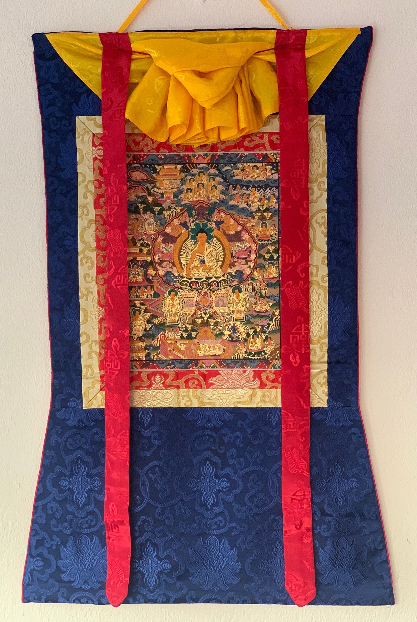 Wheel of Life Thangka Painting | Samsara Bhavachakra Mandala Art, Silk Brocade