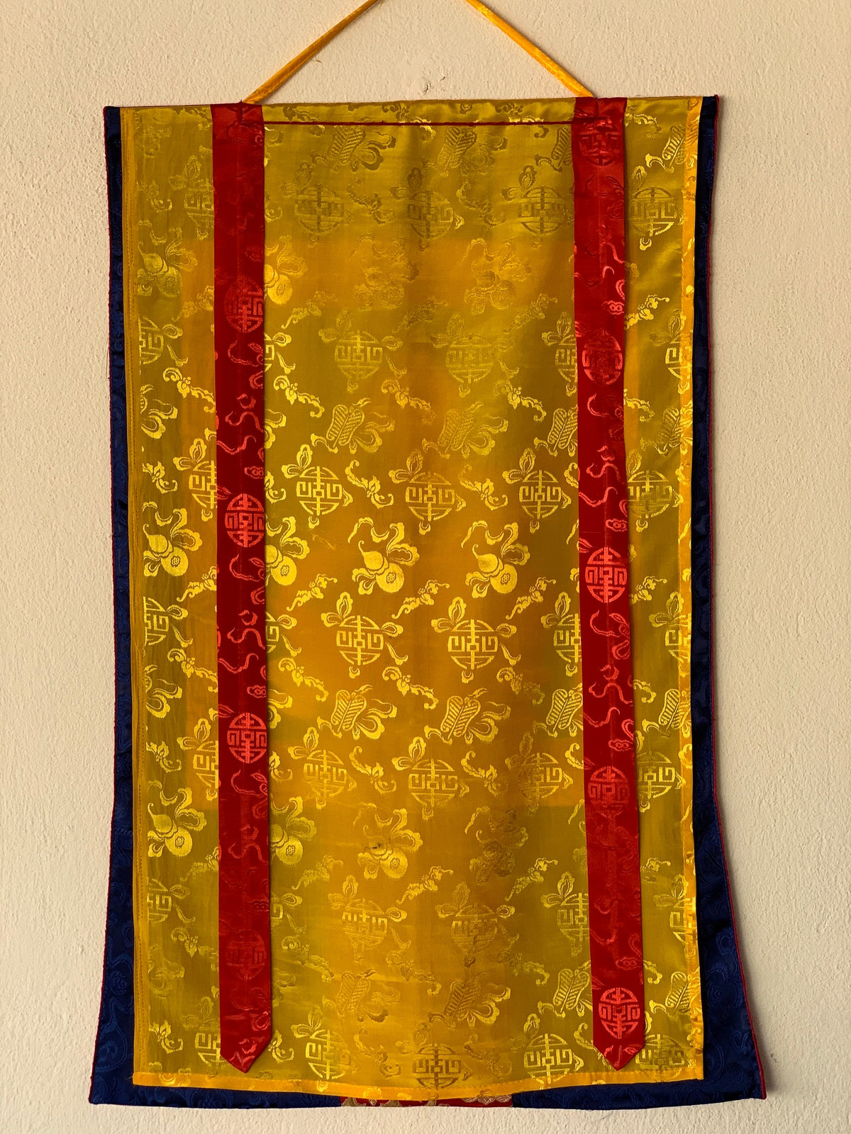 Devi Durga, Jagadamba, Thangka Painting, Original Art  with Silk Frame ( Brocade)