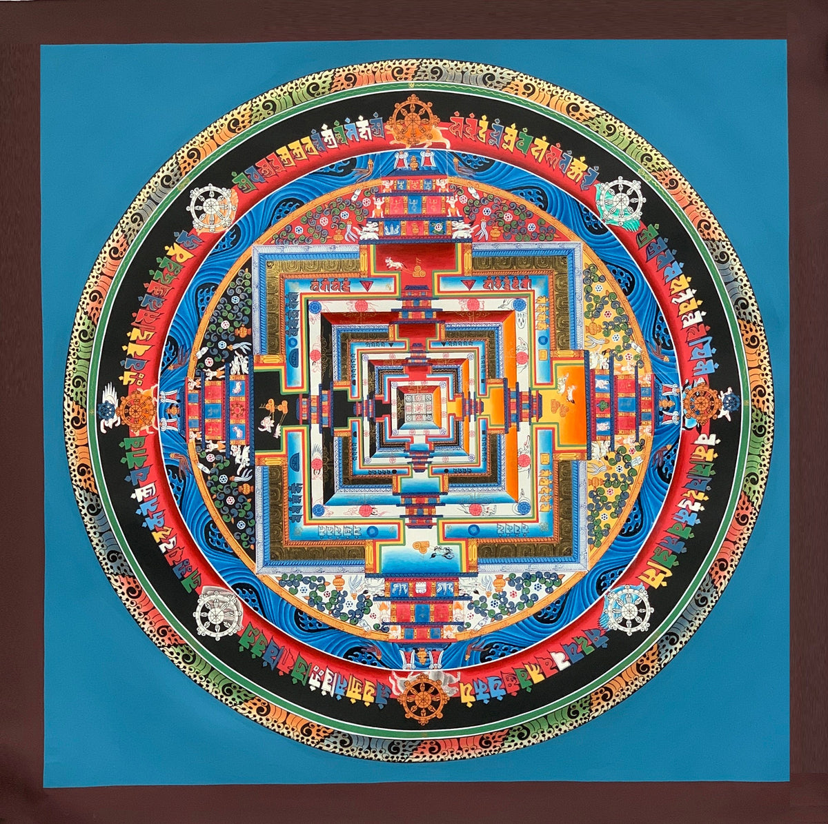Kalachakra Mandala Thangka Painting: Wheel of Life, Tibetan Meditation Art