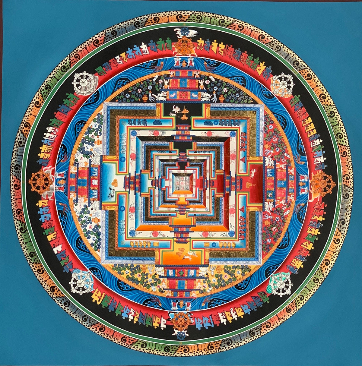 Kalachakra Mandala Thangka Painting: Wheel of Life, Tibetan Meditation Art