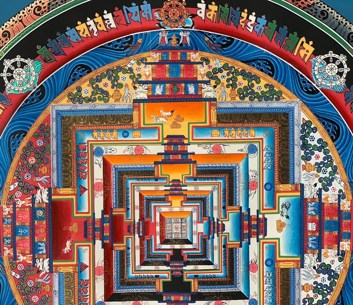 Kalachakra Mandala Thangka Painting: Wheel of Life, Tibetan Meditation Art