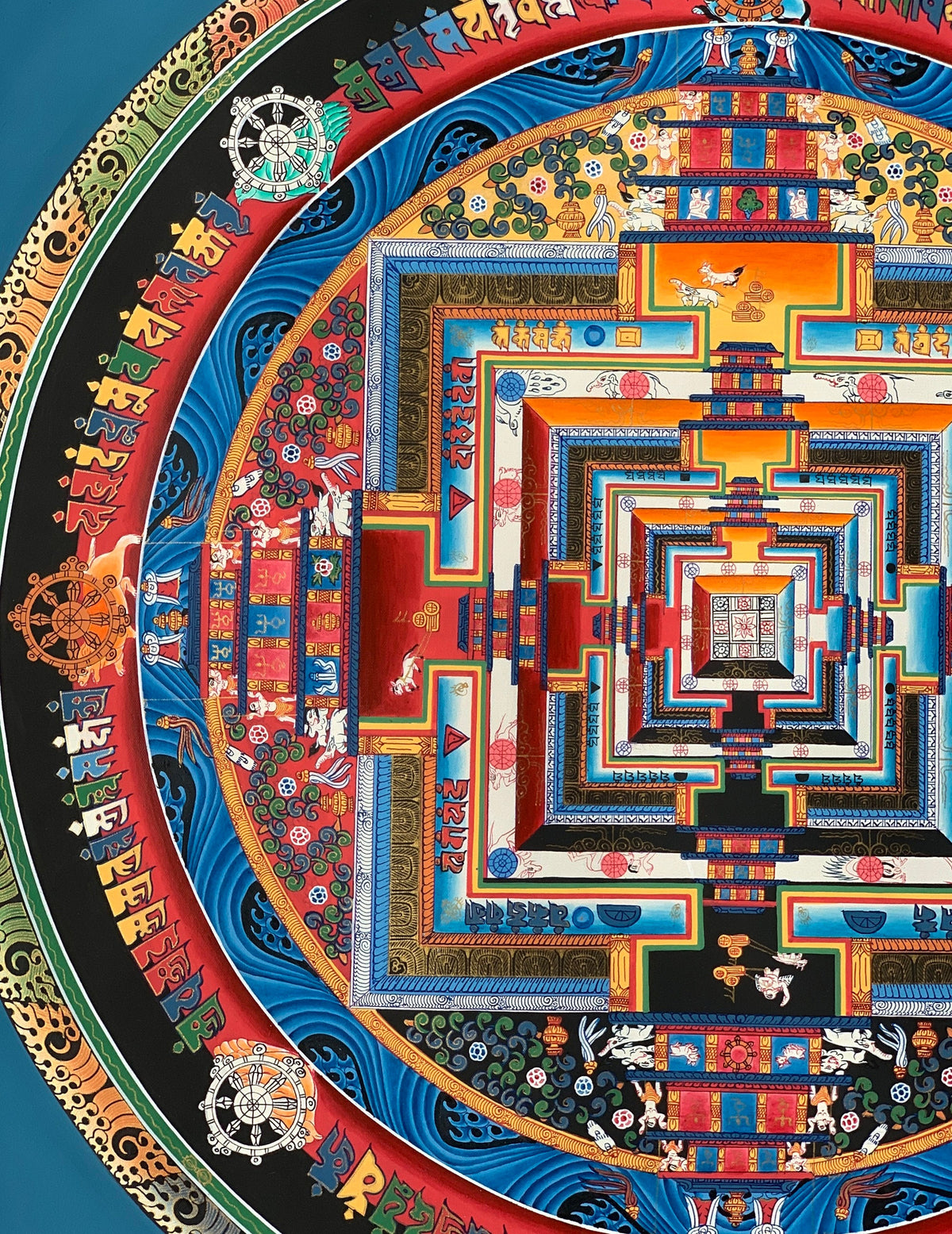 Kalachakra Mandala Thangka Painting: Wheel of Life, Tibetan Meditation Art