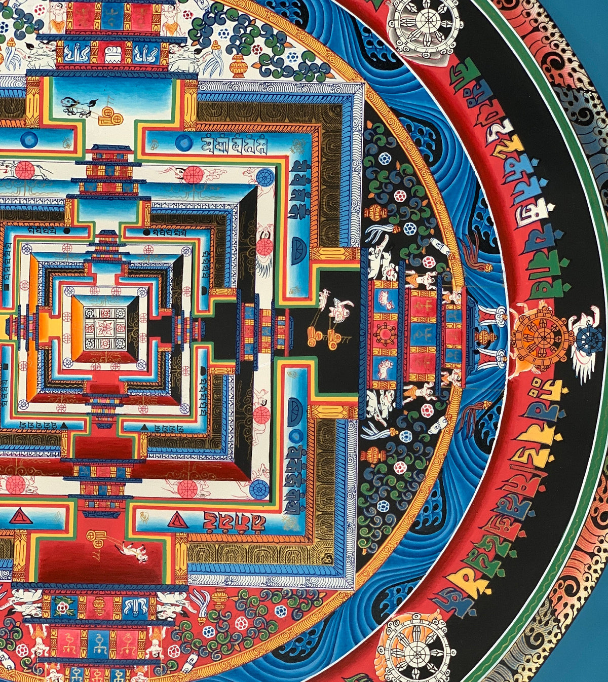 Kalachakra Mandala Thangka Painting: Wheel of Life, Tibetan Meditation Art