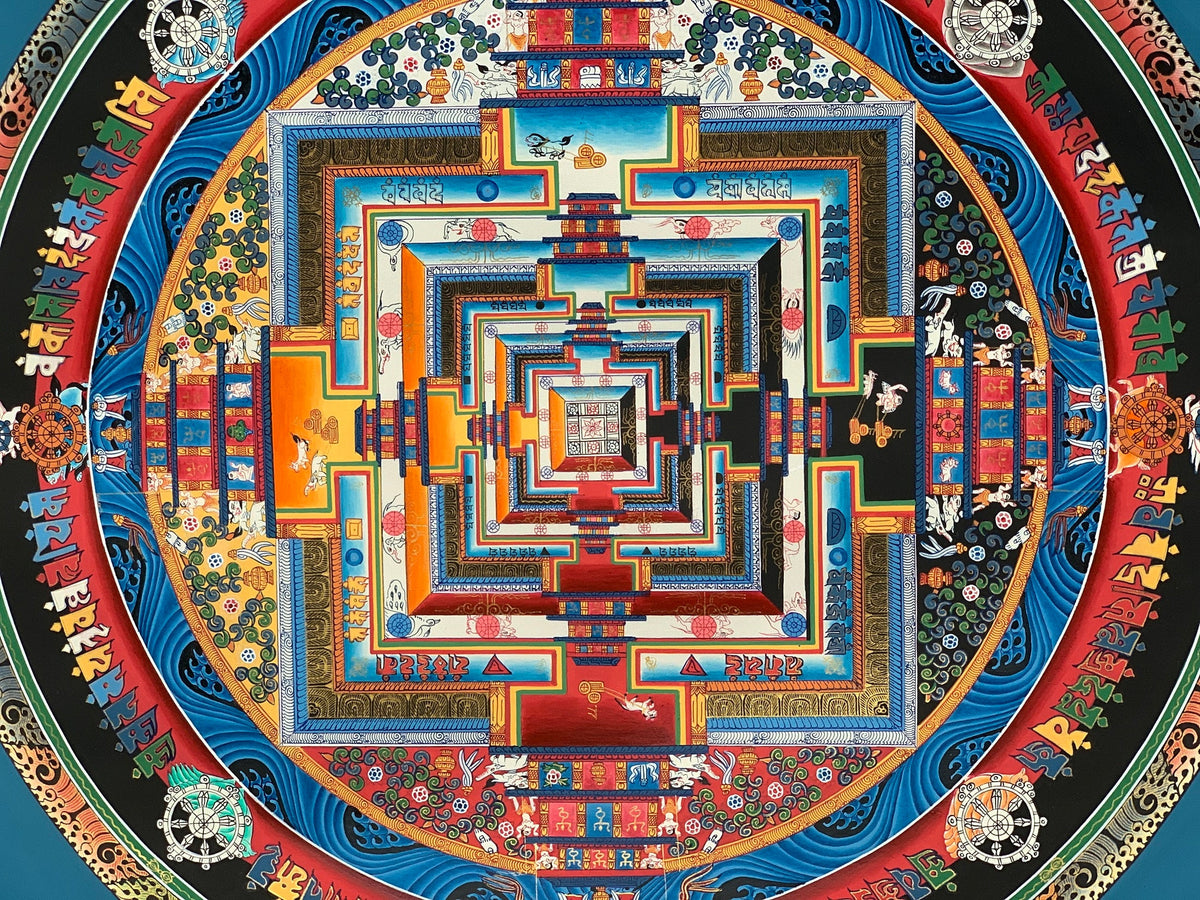 Kalachakra Mandala Thangka Painting: Wheel of Life, Tibetan Meditation Art