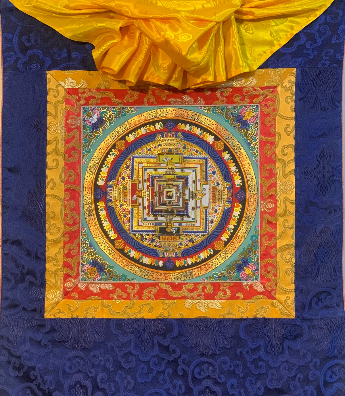 Kalachakra Mandala Thangka Painting, Buddhist Meditation Art, Silk Brocade