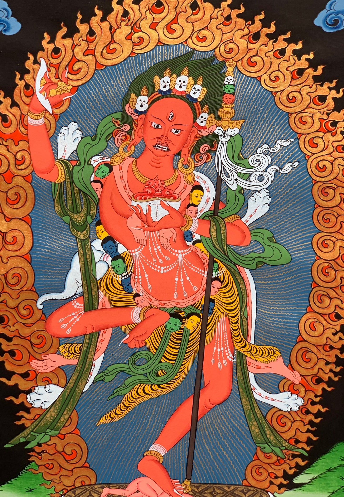 Hand-Painted Vajravarahi Jogini Thangka - Tibetan Meditation Art - Dorje Phagmo Female Buddha Painting"