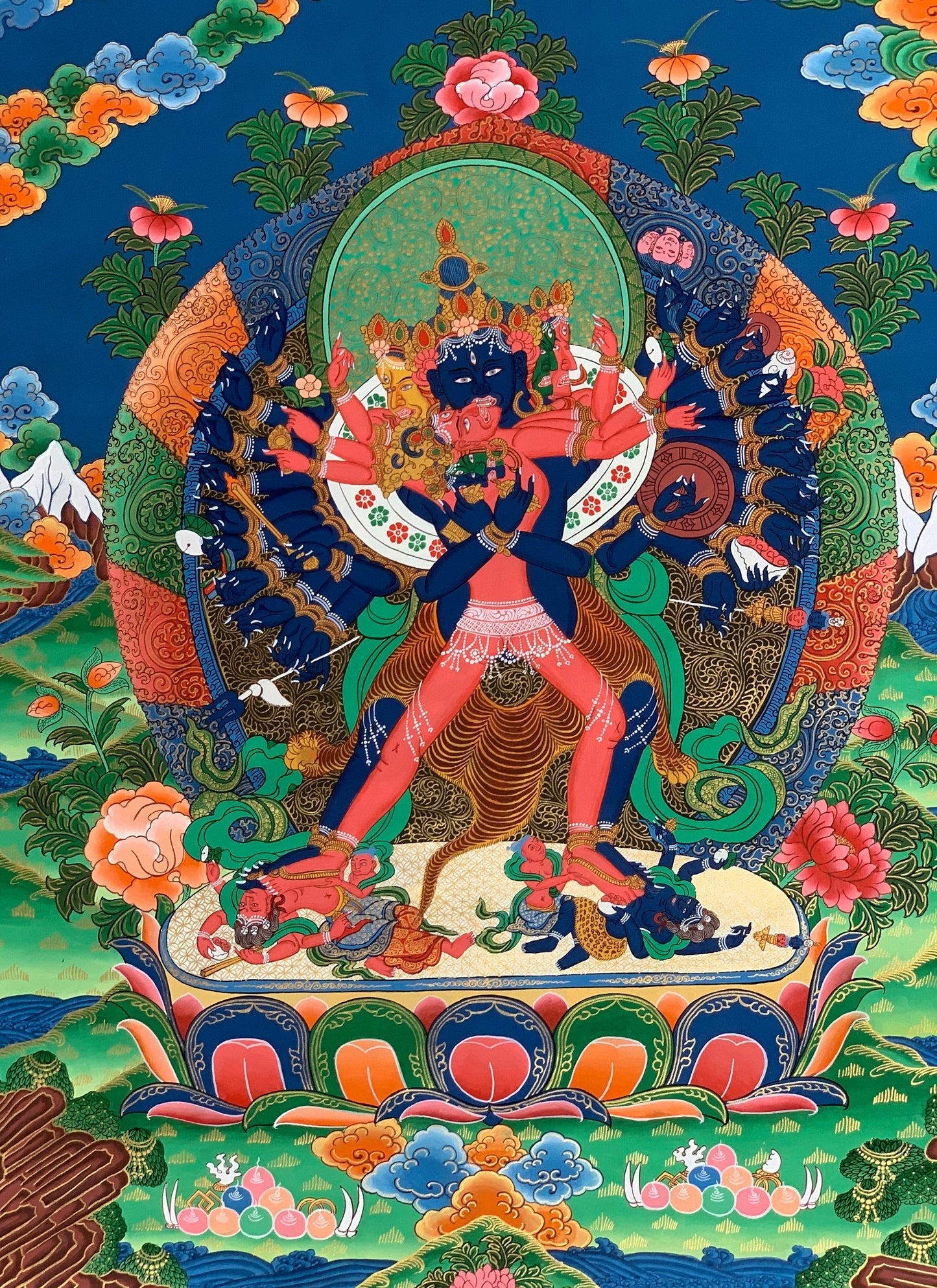 Kalachakra with Consort Vishvamata Thangka Painting - Tibetan Buddhist Yab-Yum Art