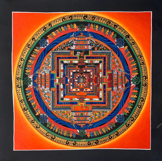 Original Hand-painted Kalachakra Mandala Wheel of  Time Tibetan Thangka Painting Compassion Meditation Art